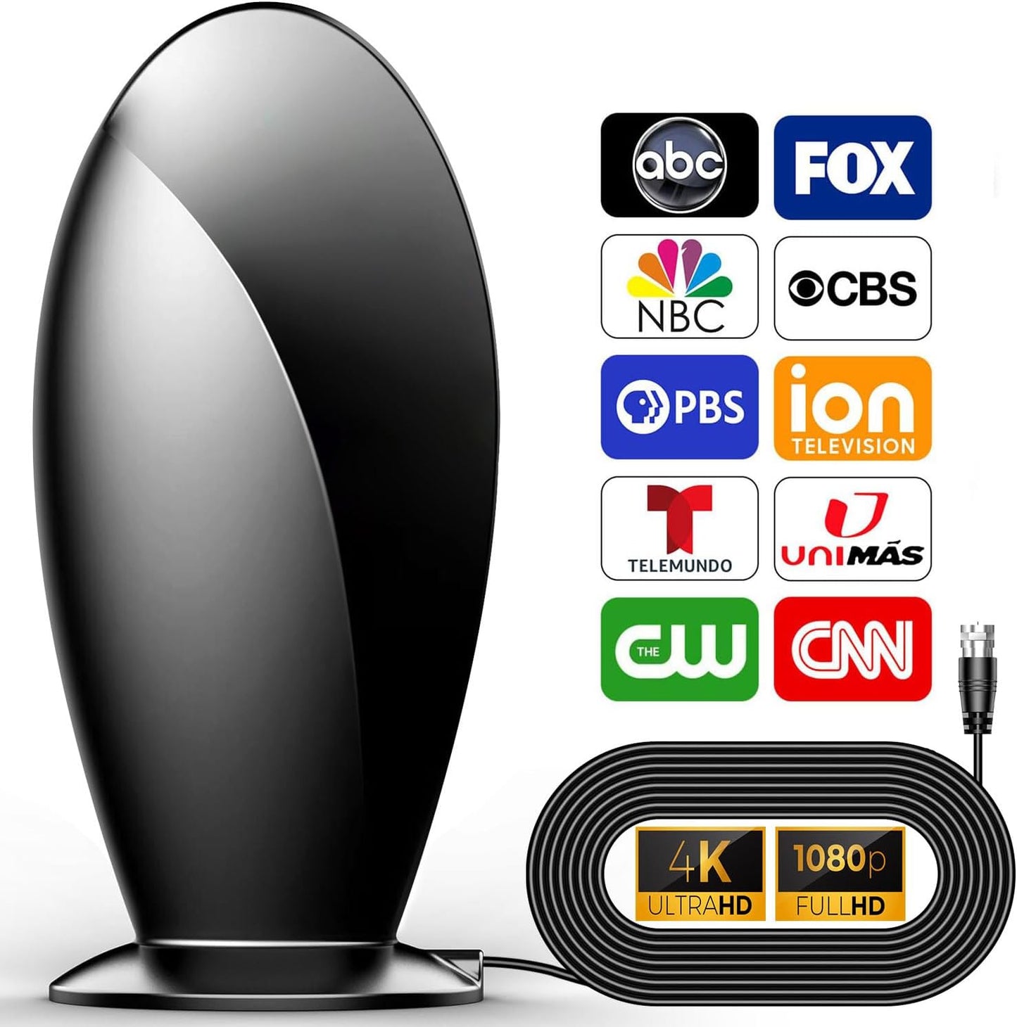 80 Miles Range HD TV Antenna - Local Channels 4K Support