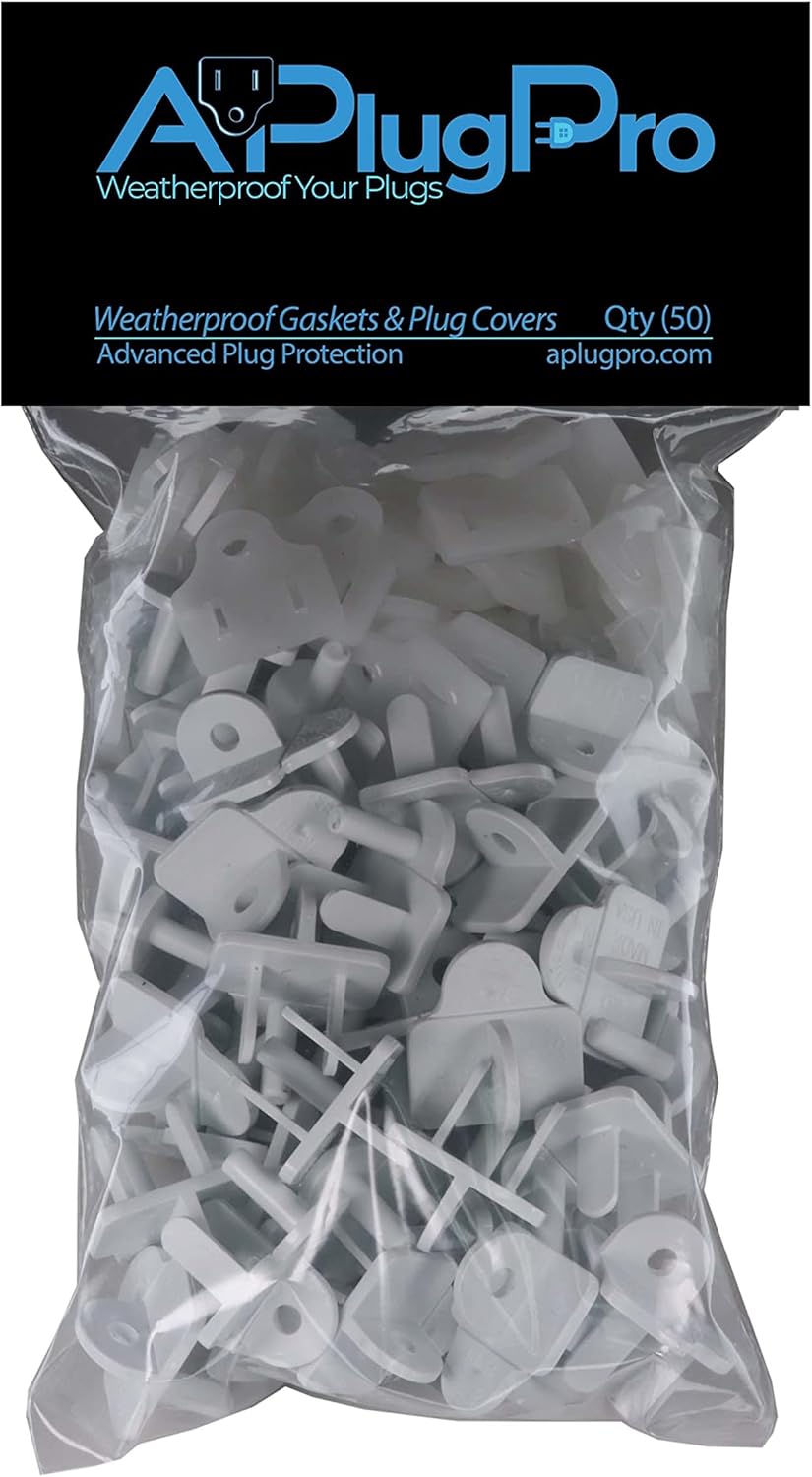 Weatherproof Gaskets & Plug Covers for Outdoor Use - 50 Pack
