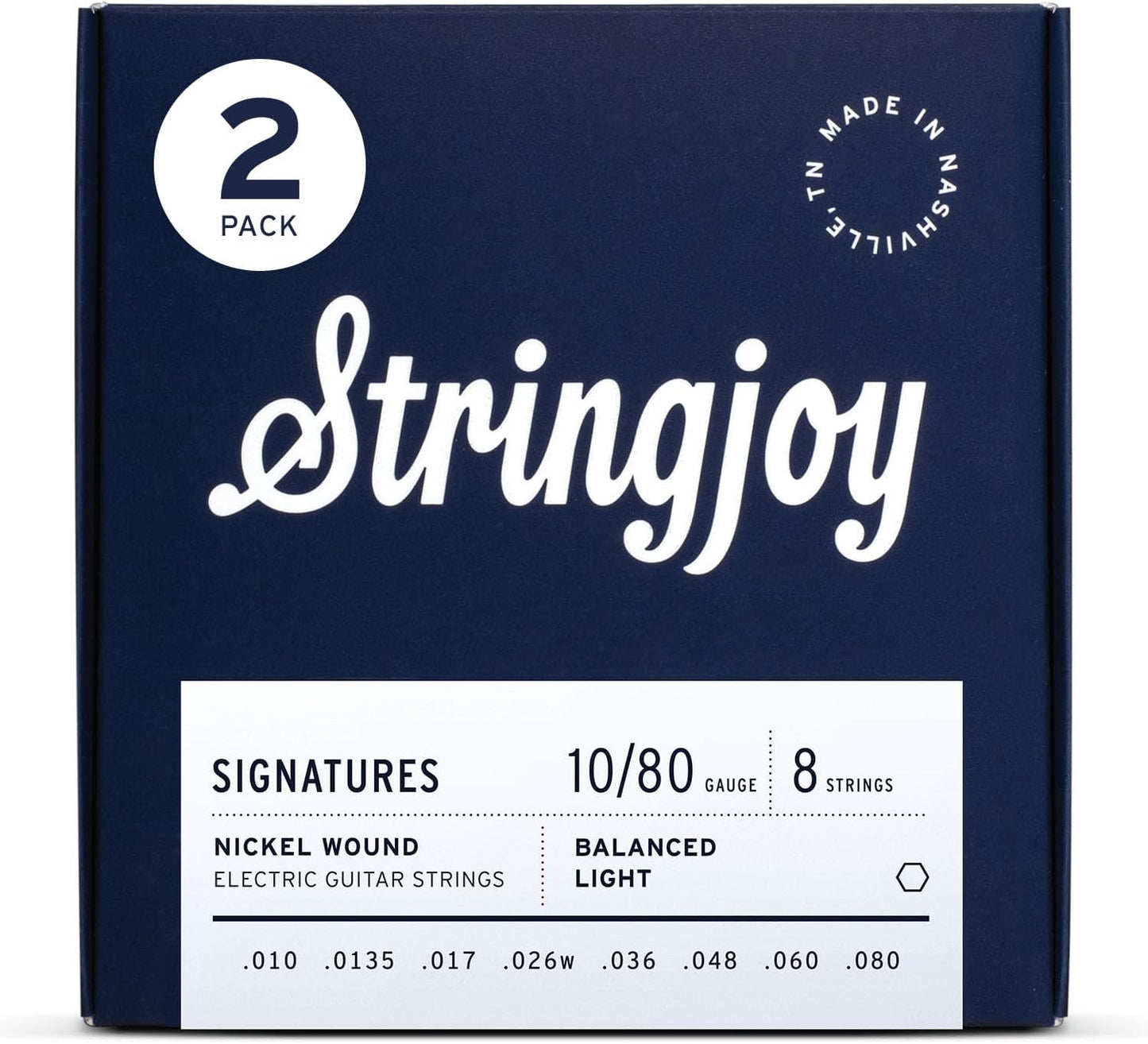 Stringjoy 8 String Balanced Light Gauge Signatures Nickel Strings