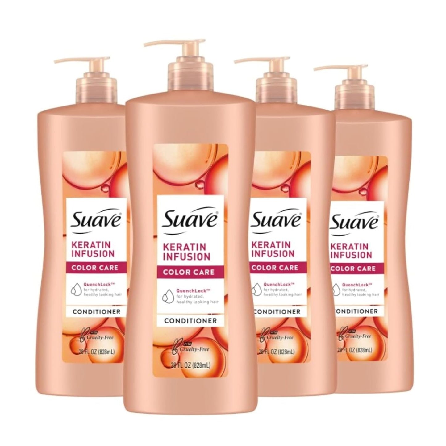 Suave Keratin Infusion Color Care Conditioner: 48-Hour Frizz Control, 28 oz x4