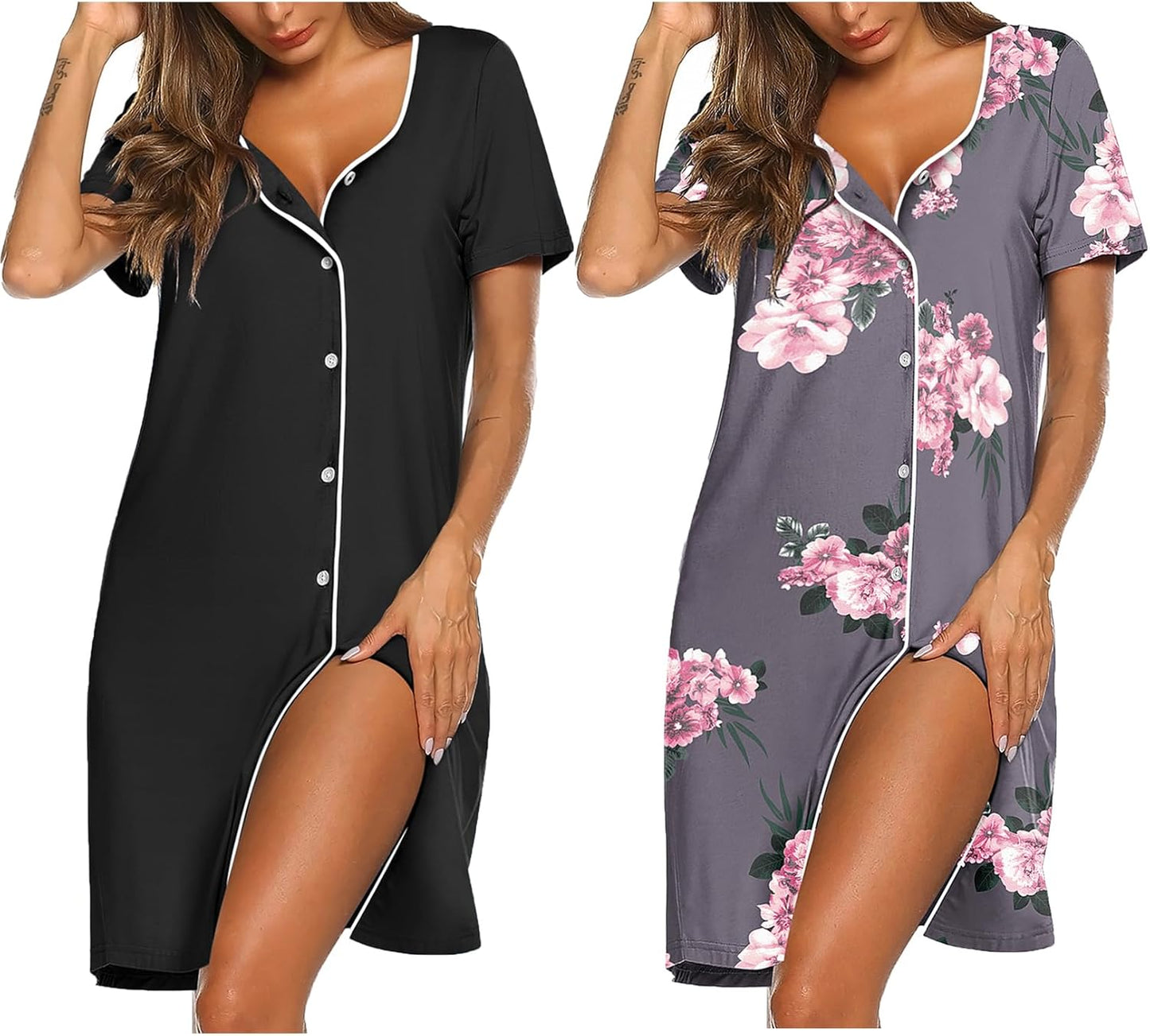 Ekouaer Nightgowns for Women Soft Sleepwear 2 Pack Set