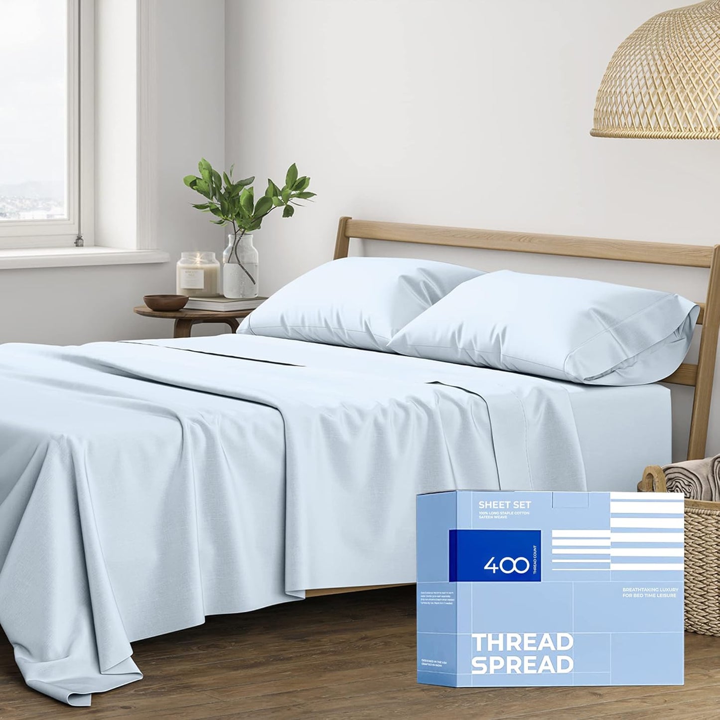 100% Cotton King Size Sheets Set - Soft, Cooling & Durable