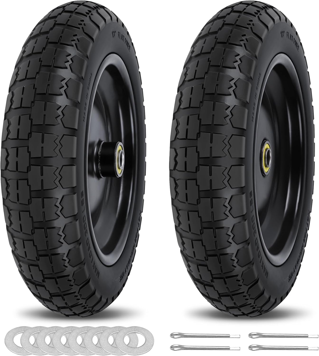 13 Inch Flat Free Wheels Tires for Garden Wagon and Hand Truck