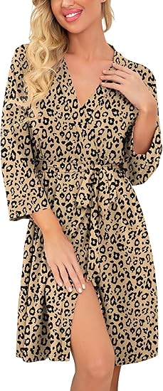 PrinStory Women Kimono Robes Short Lightweight Soft Knit Sleepwear