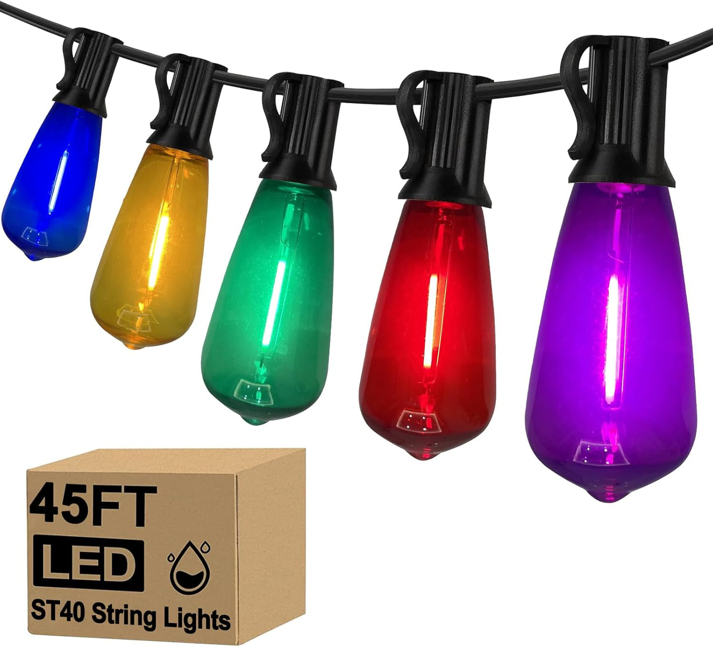 45Ft Multicolor Outdoor String Lights for Festive Gatherings
