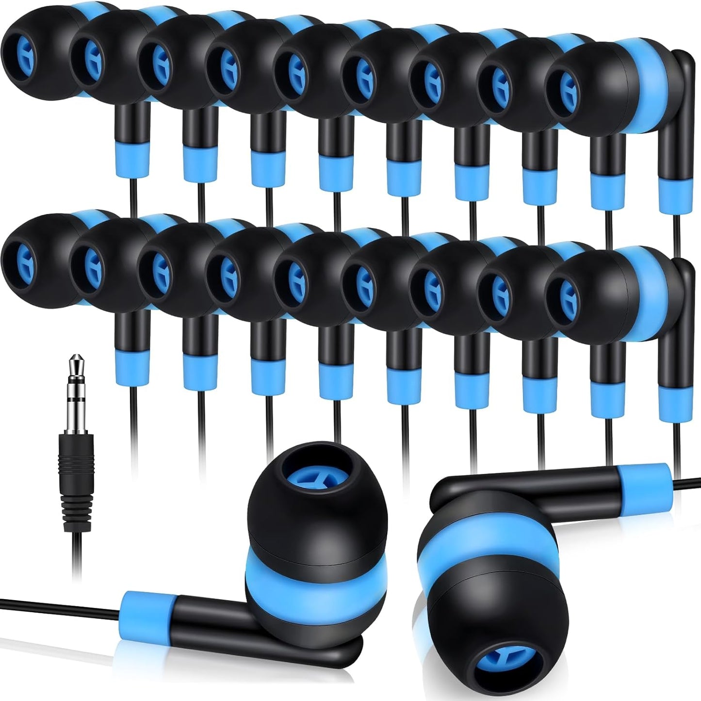 Bulk 100 Pack Kanayu Student Earbuds - Blue