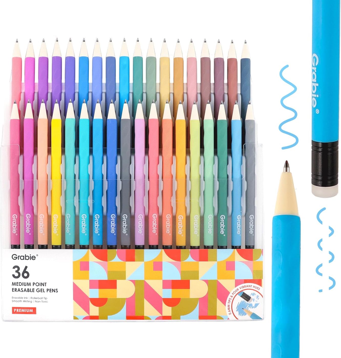 Grabie Erasable Gel Pens Set of 36 Colors for Writing & Drawing