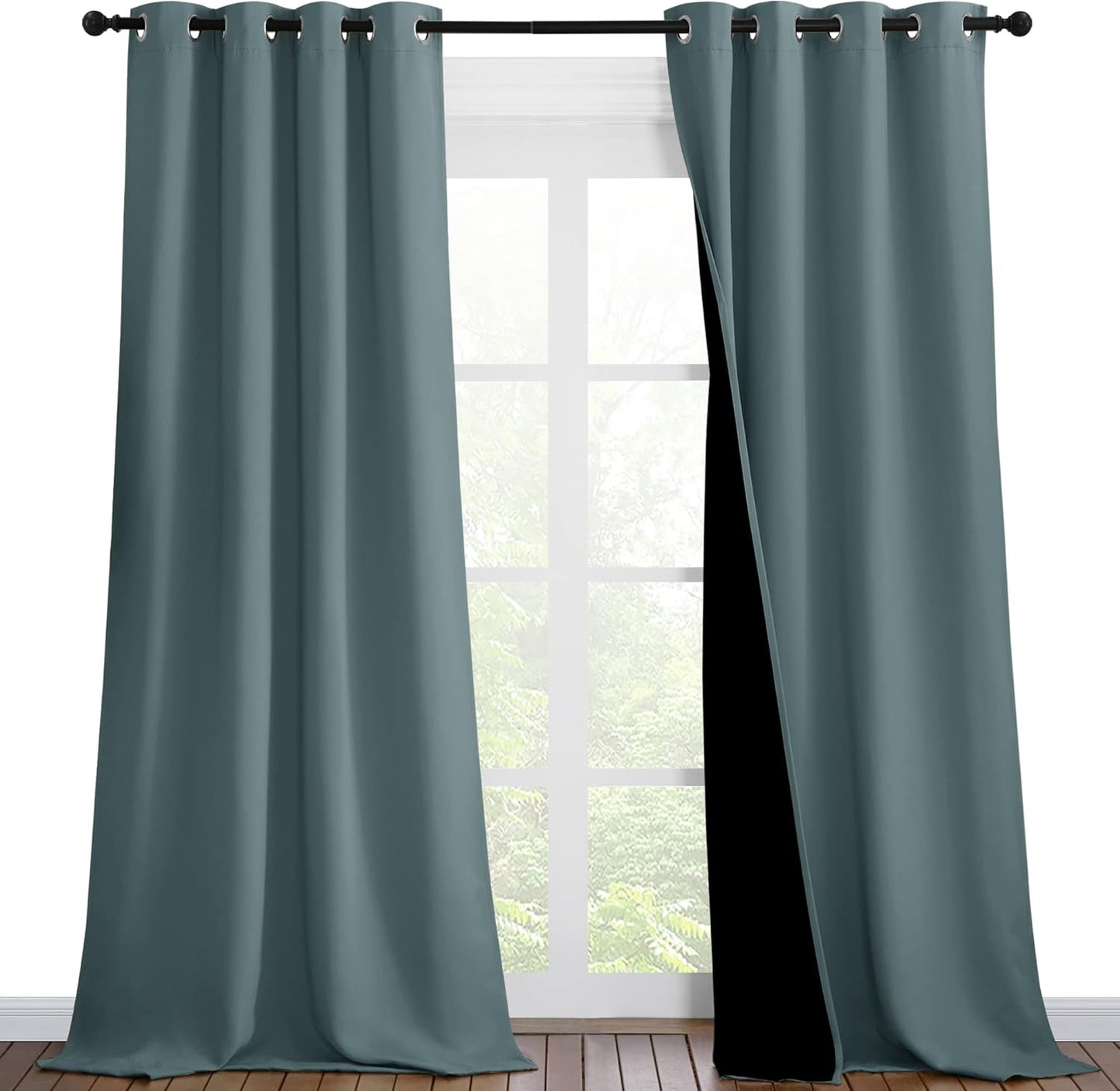NICETOWN Greyish Blue Blackout Curtains for Full Light Blocking