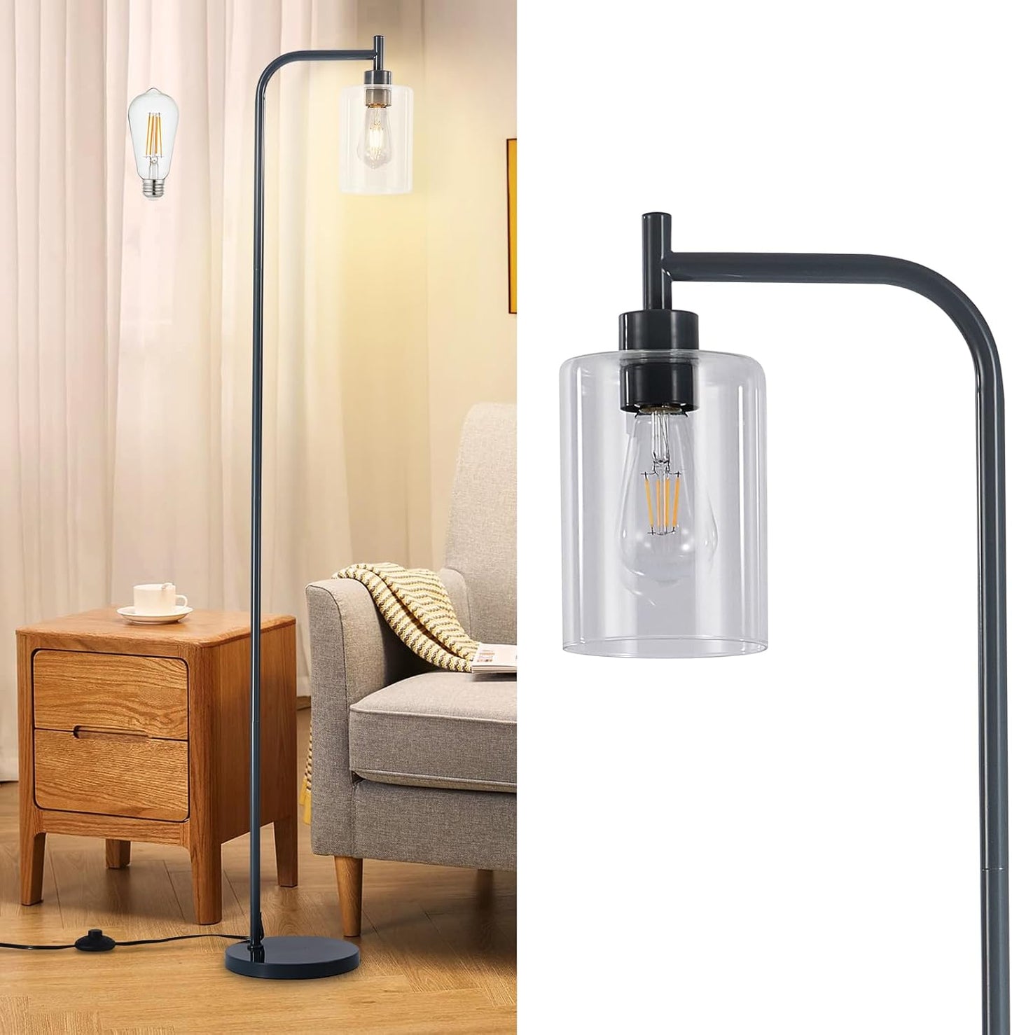 DLLT Floor Lamp Tall for Room: Modern Grey Standing Lamp