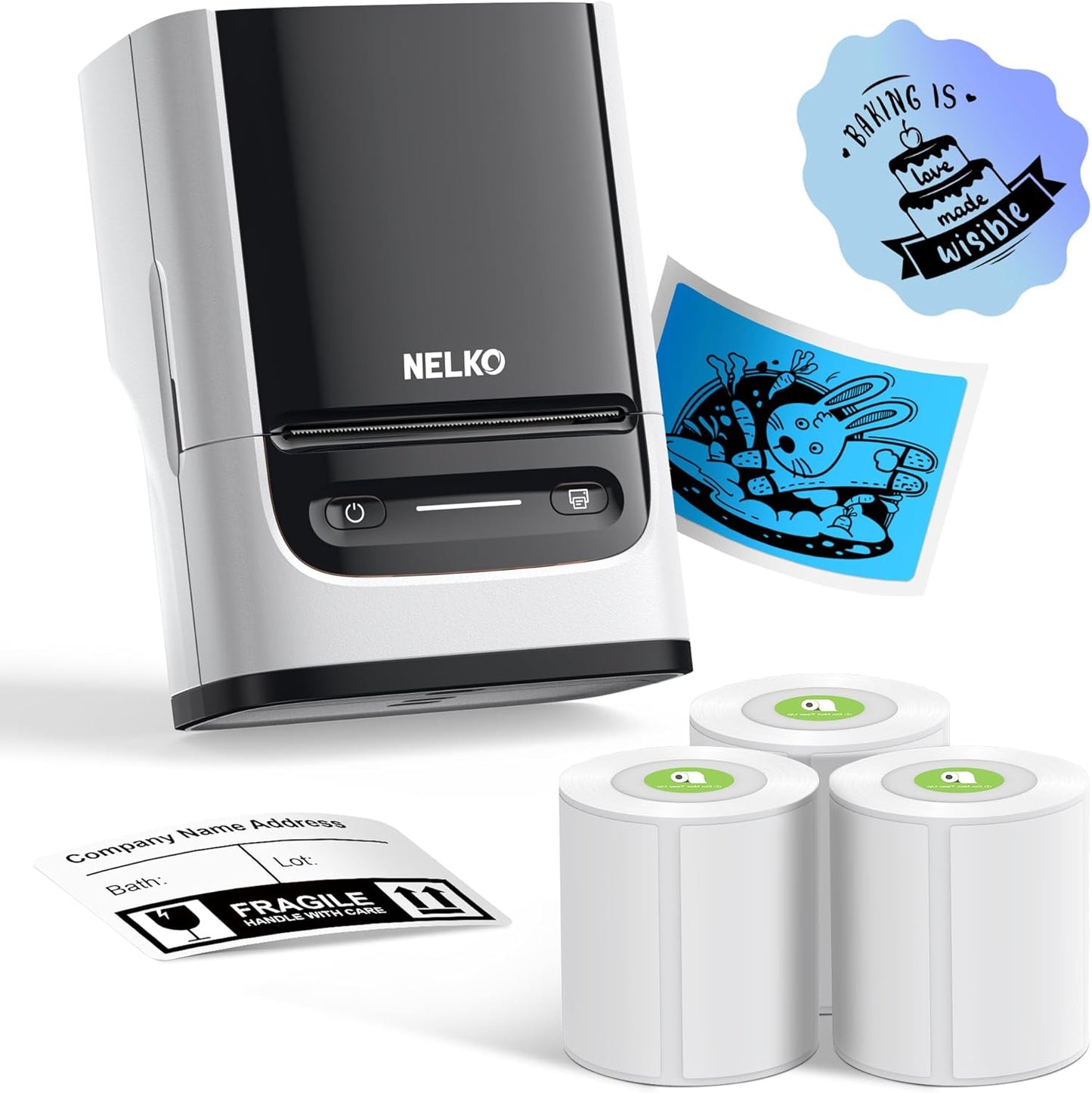 Nelko Portable Bluetooth Label Maker - 2 Inch Thermal Printer for Small Business