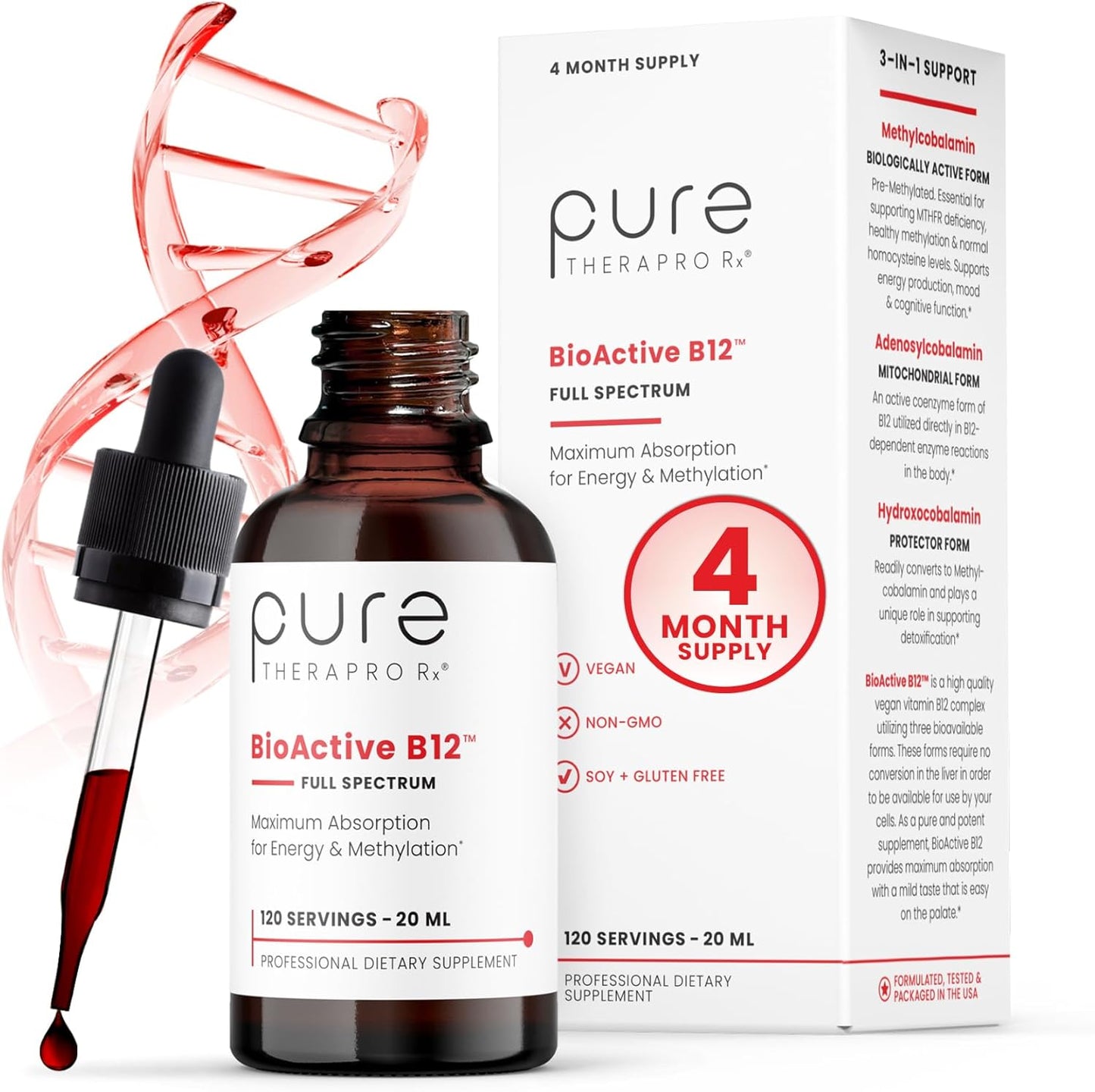 BioActive B12 Full Spectrum Vegan Methylated Vitamin B12 Liquid