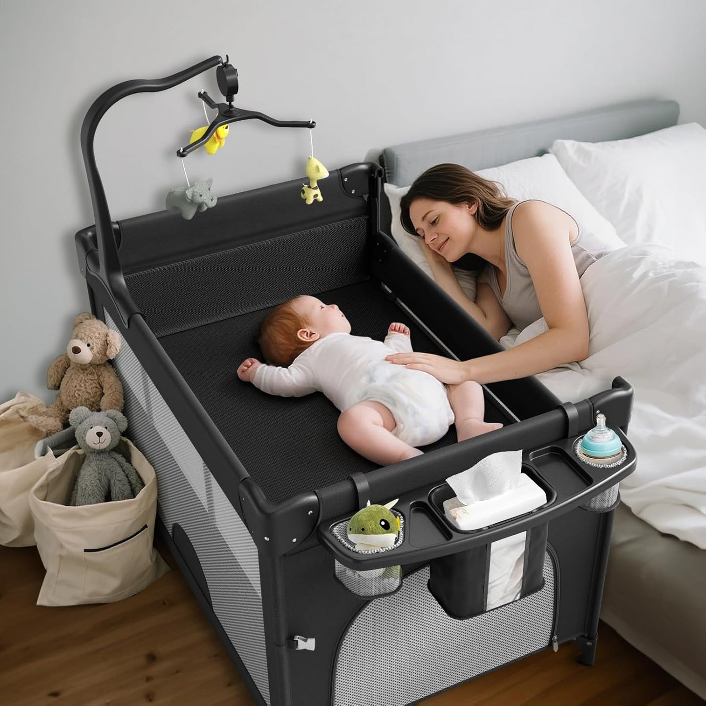 5 in 1 Pack and Play Baby Bassinet Bedside Sleeper for Infants