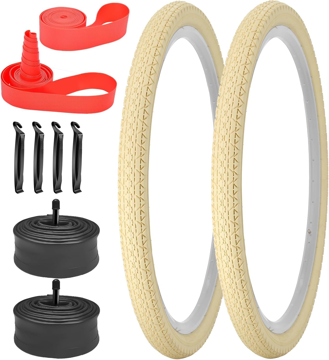 2 Pack Beach Cruiser Bike Tires with Inner Tubes for Urban Riding