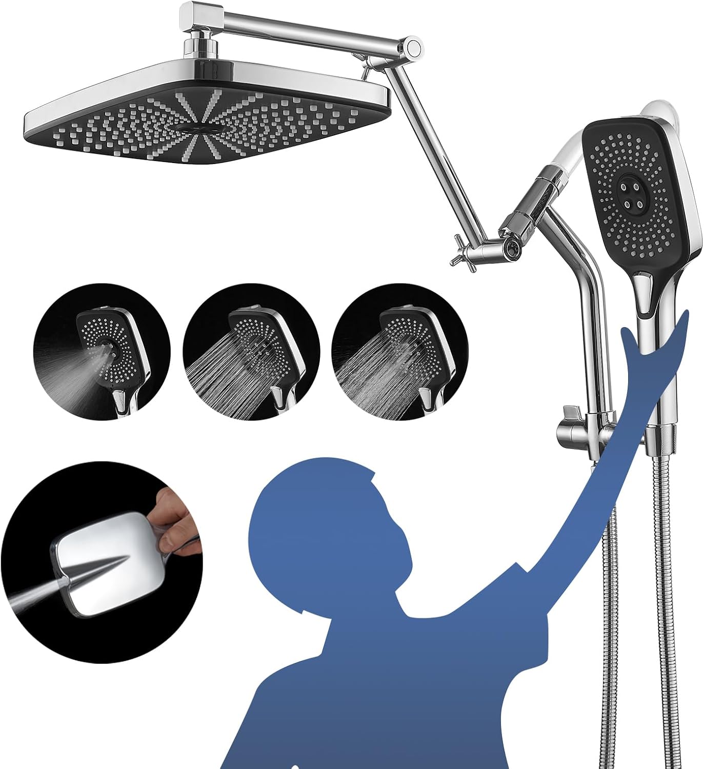 12 High Pressure Rainfall Shower Head Combo with Handheld Spray