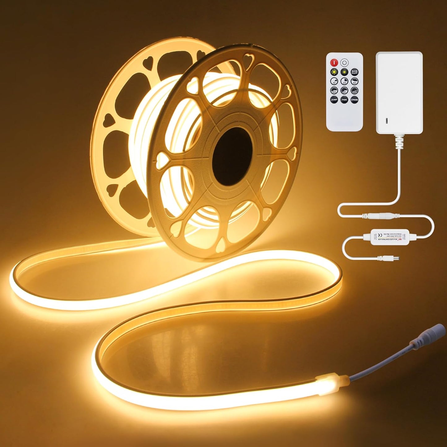 24V COB LED Strip Light Warm White 32.8FT Dimmable Tape Light
