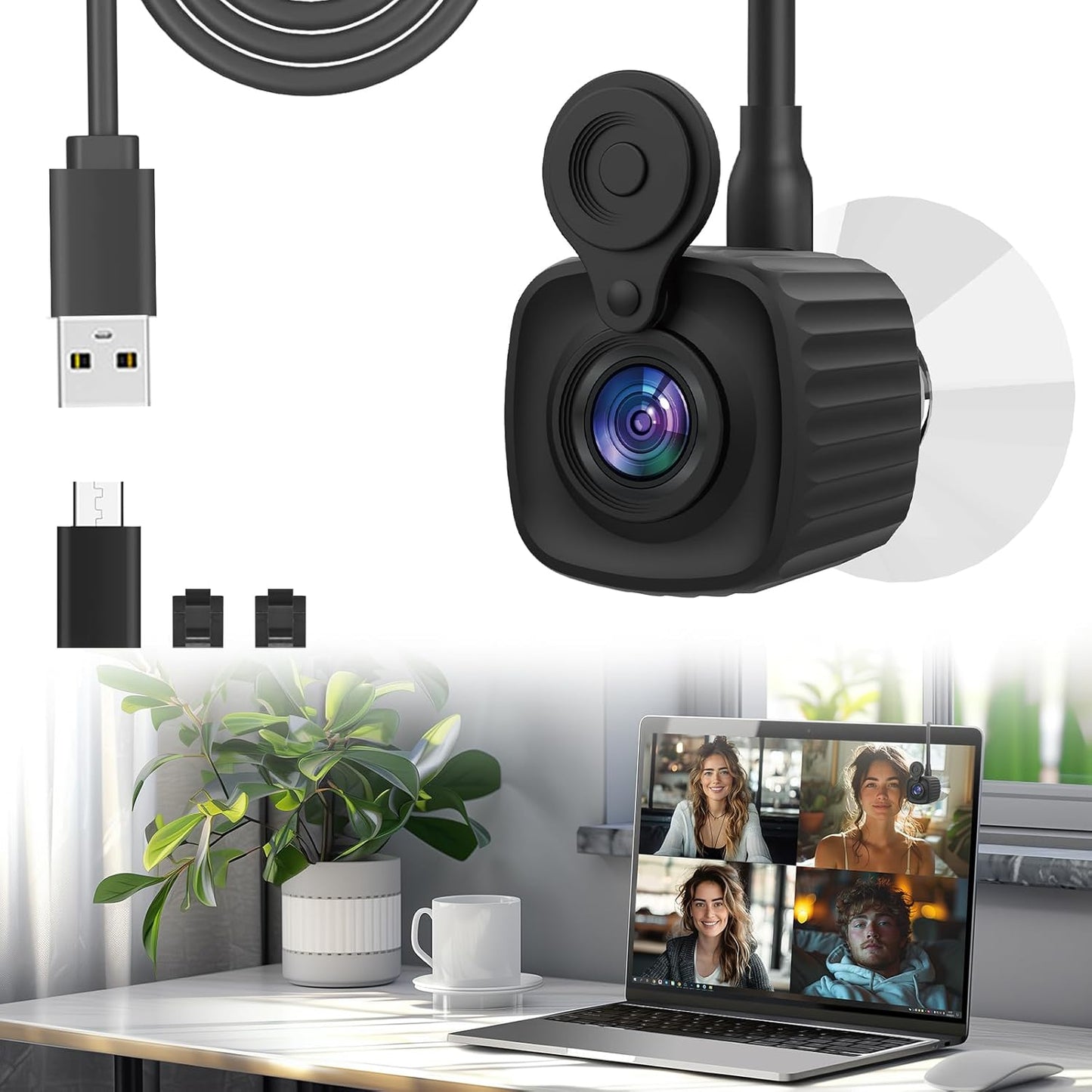 4K Autofocus Webcam with Eye Contact Correction for Zoom Calls