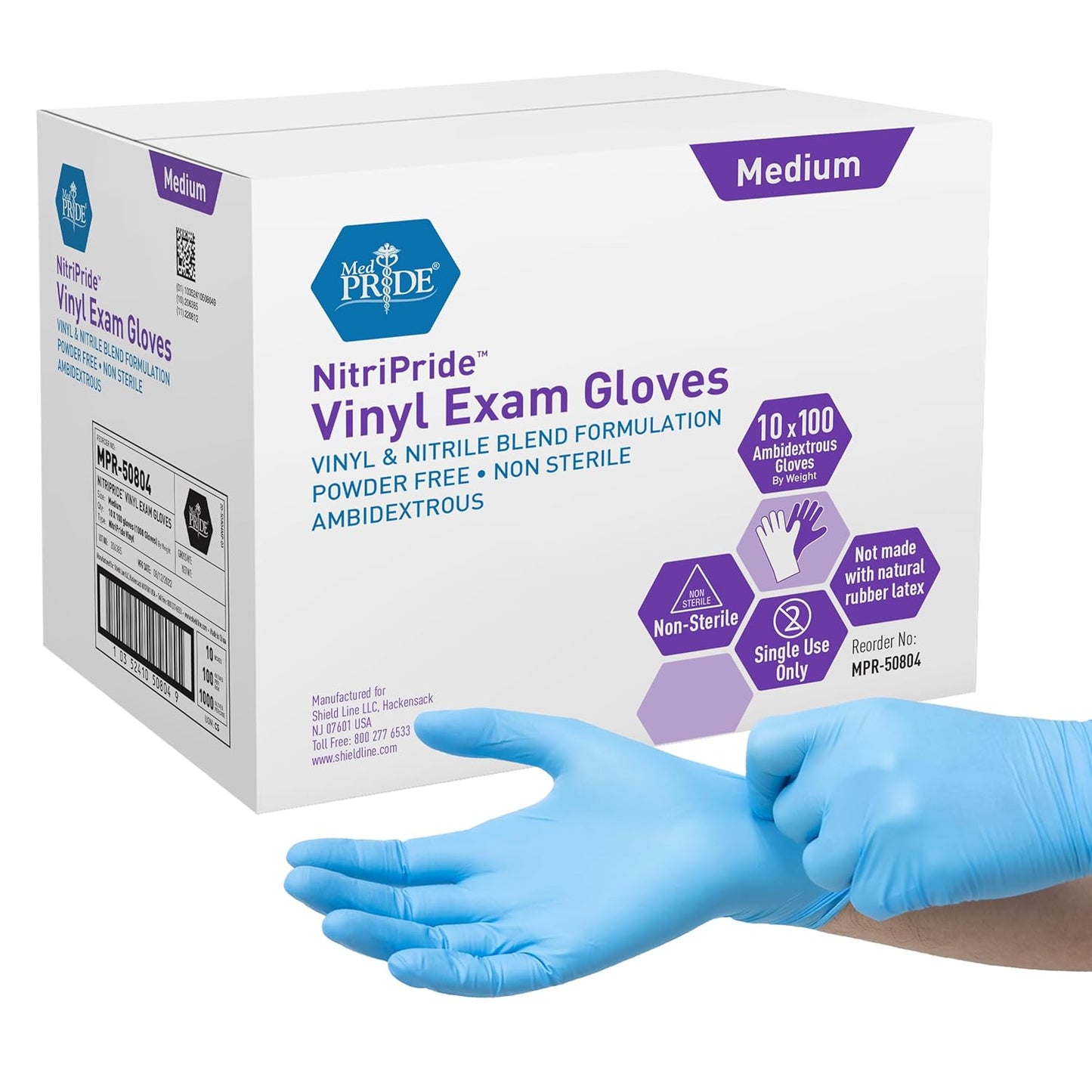 MED Pride Non-Latex Exam Gloves for Medical Use and More