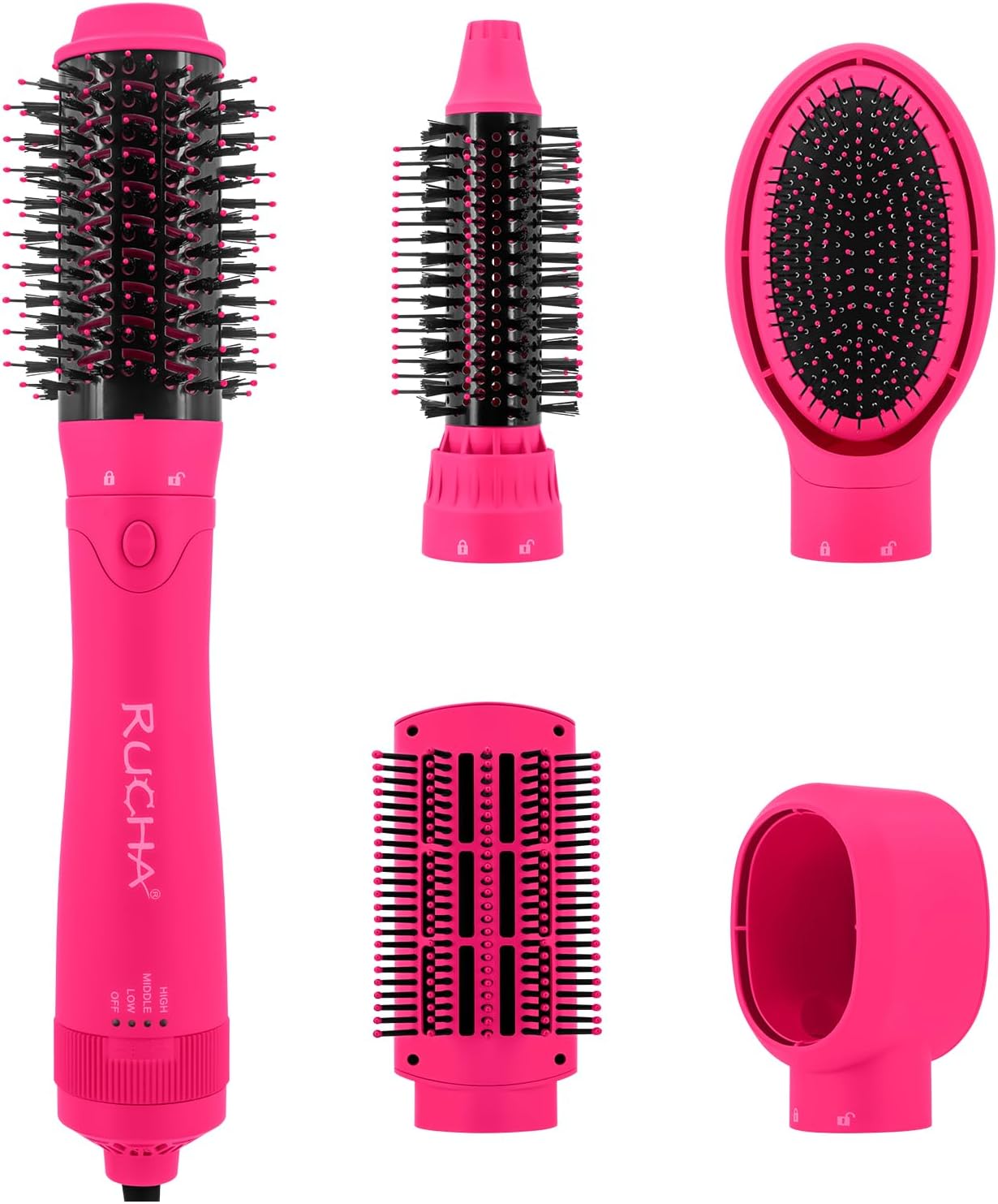 5-in-1 RUCHA Hot Air Brush: Volumizing+Styling!