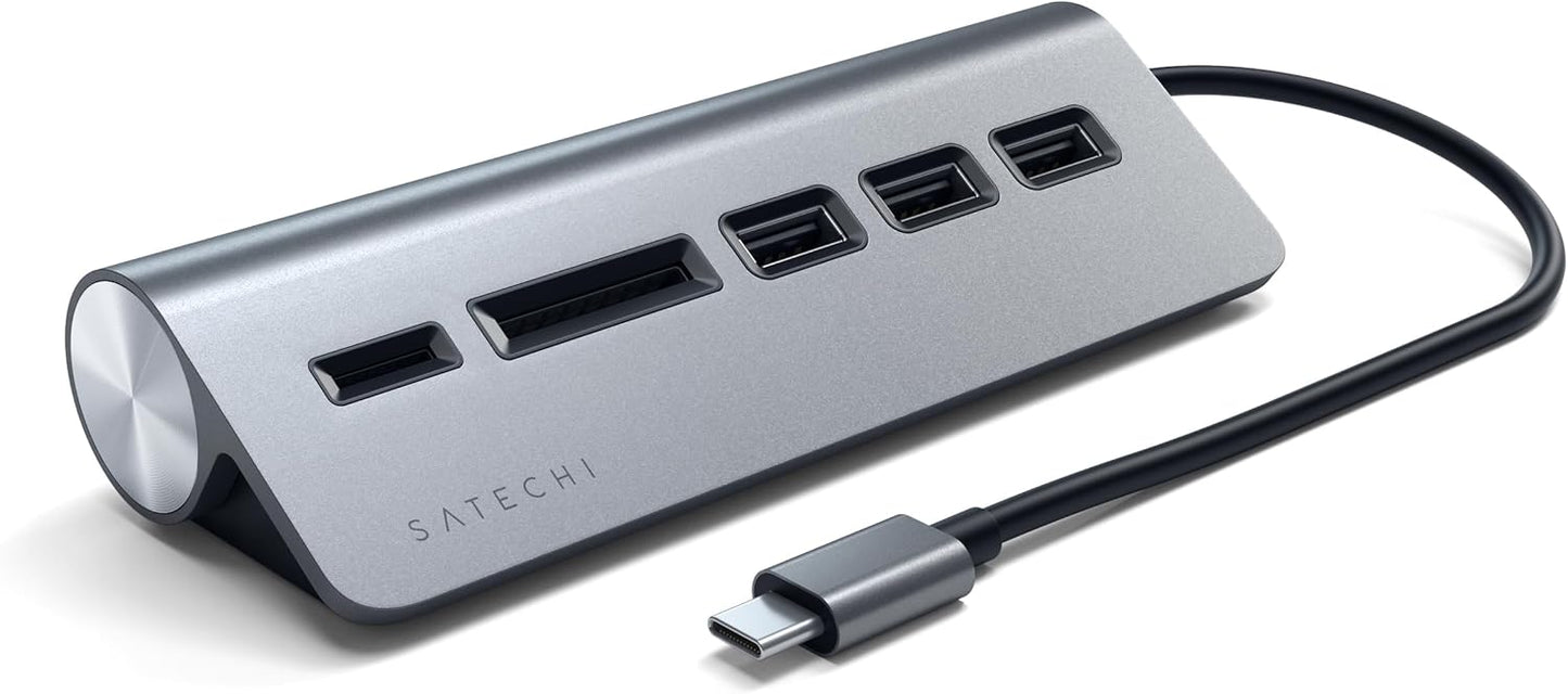 Satechi USB C Hub for Desktop with 3 USB-A Ports and Card Readers