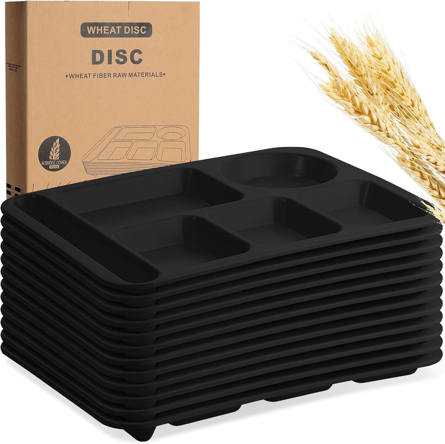 Large Divided Plates for Adults - 12 Pcs Unbreakable Trays