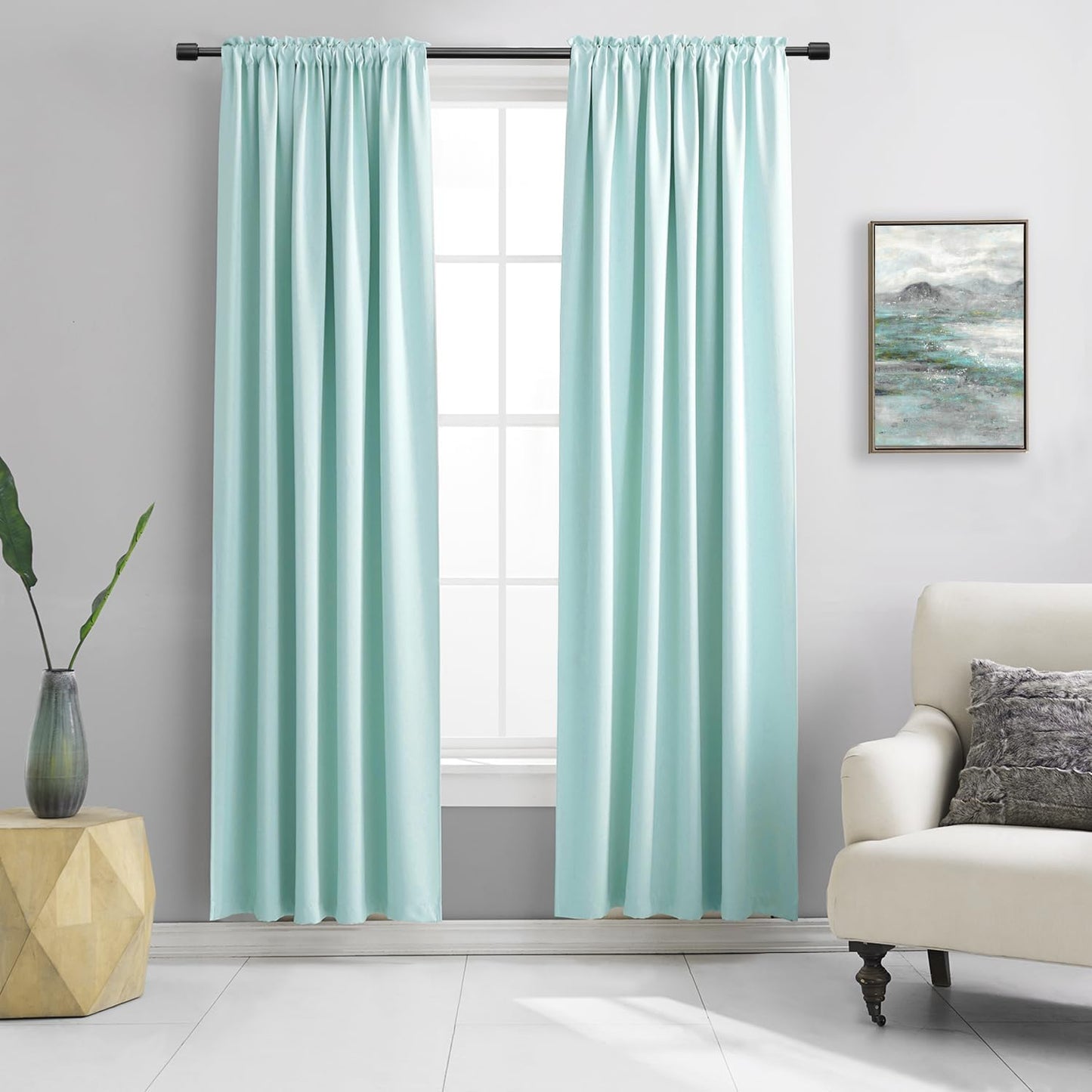 DONREN 90 Inches Long Room Darkening Curtain Draperies for Living Room