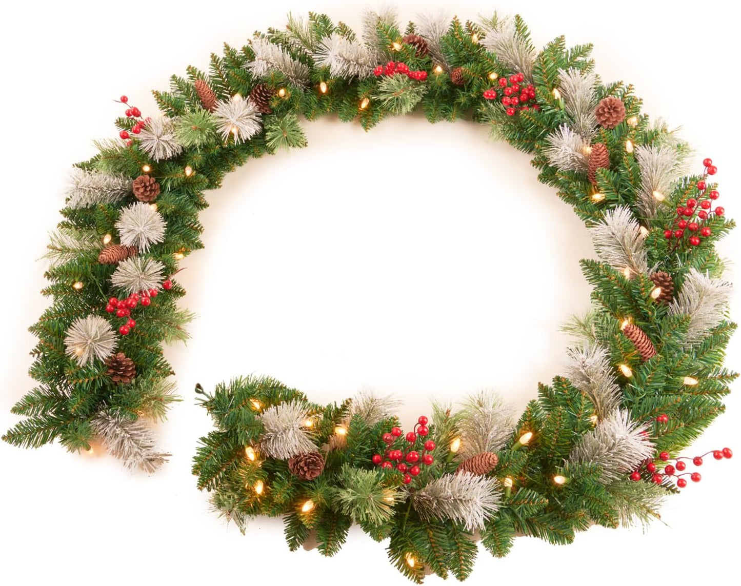 Prelit Christmas Garland 9 Ft with 50 LED Lights for Decor