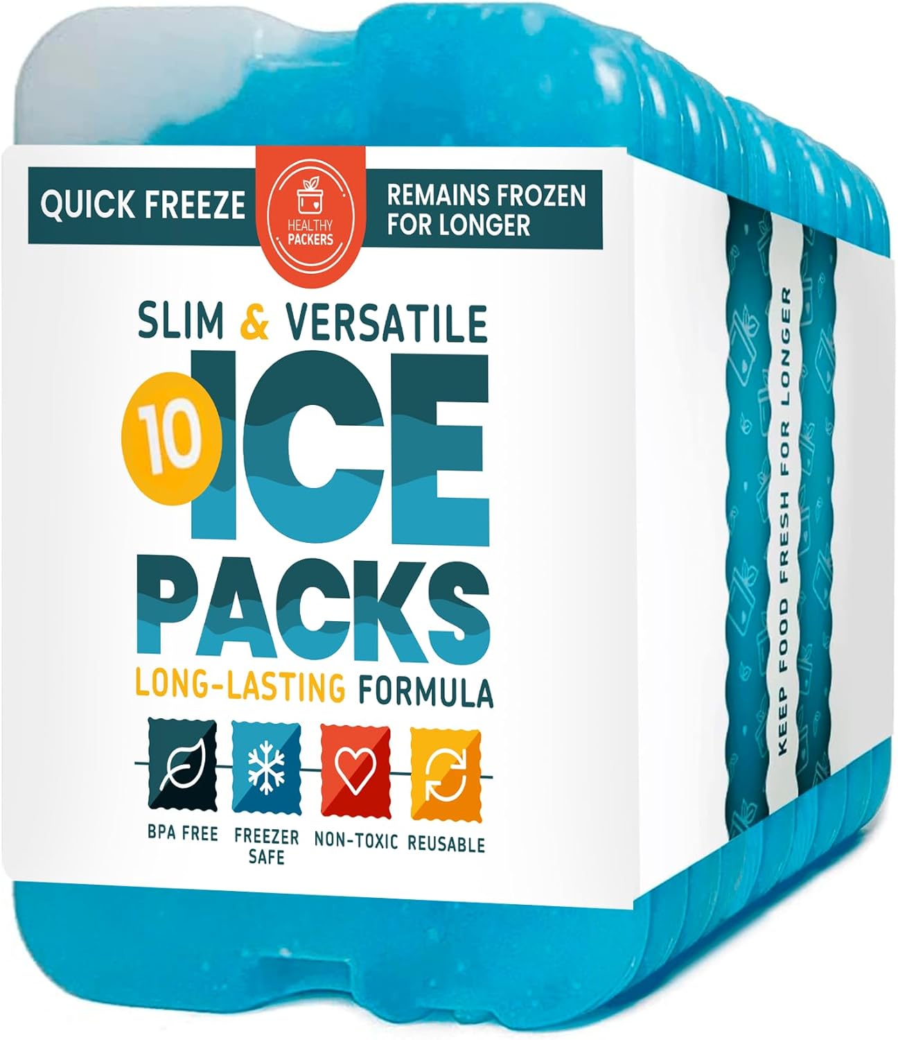 Healthy Packers Ice Packs for Lunch Boxes & Coolers - Slim & Durable