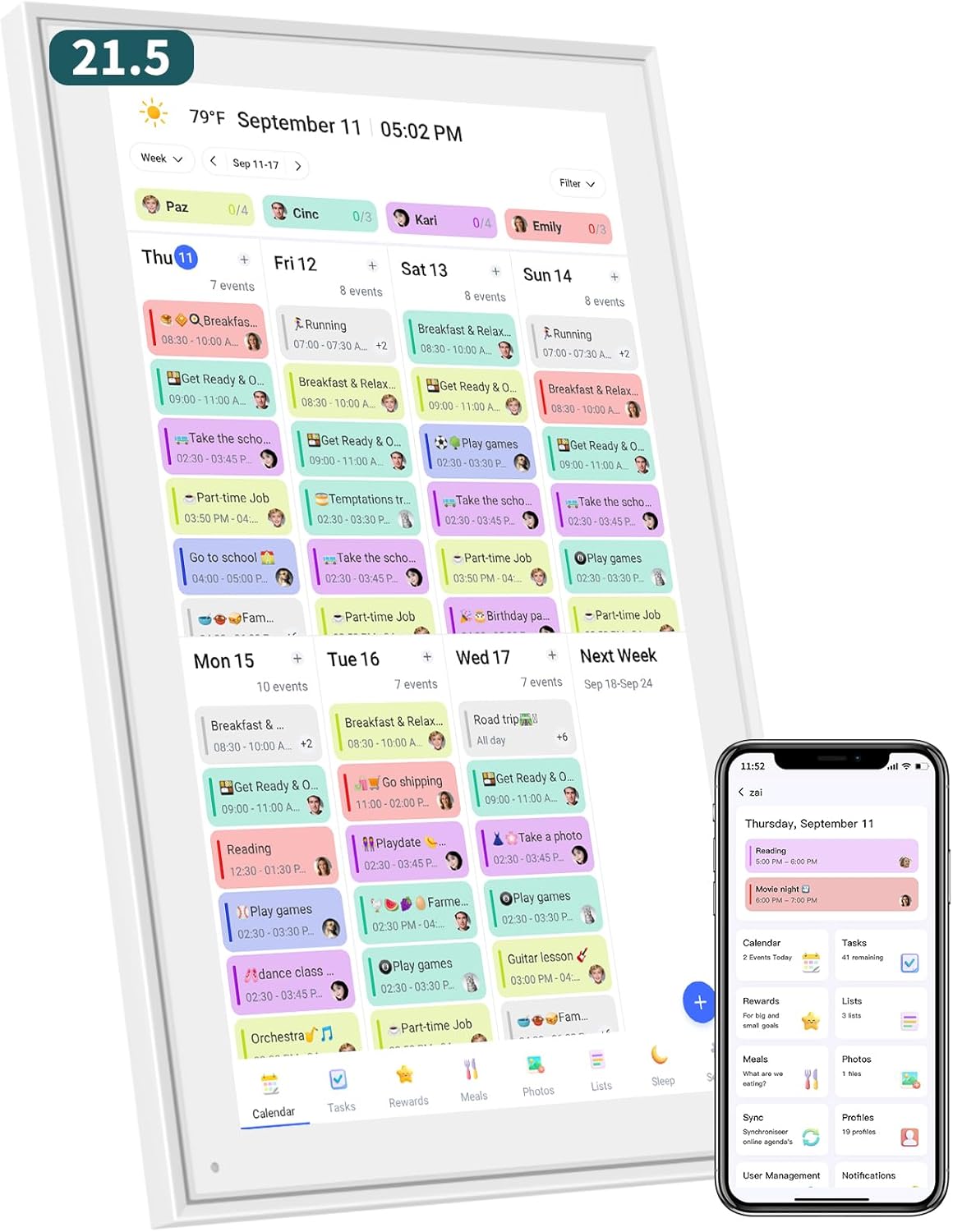 21.5 Inch Smart Digital Calendar for Family Organization