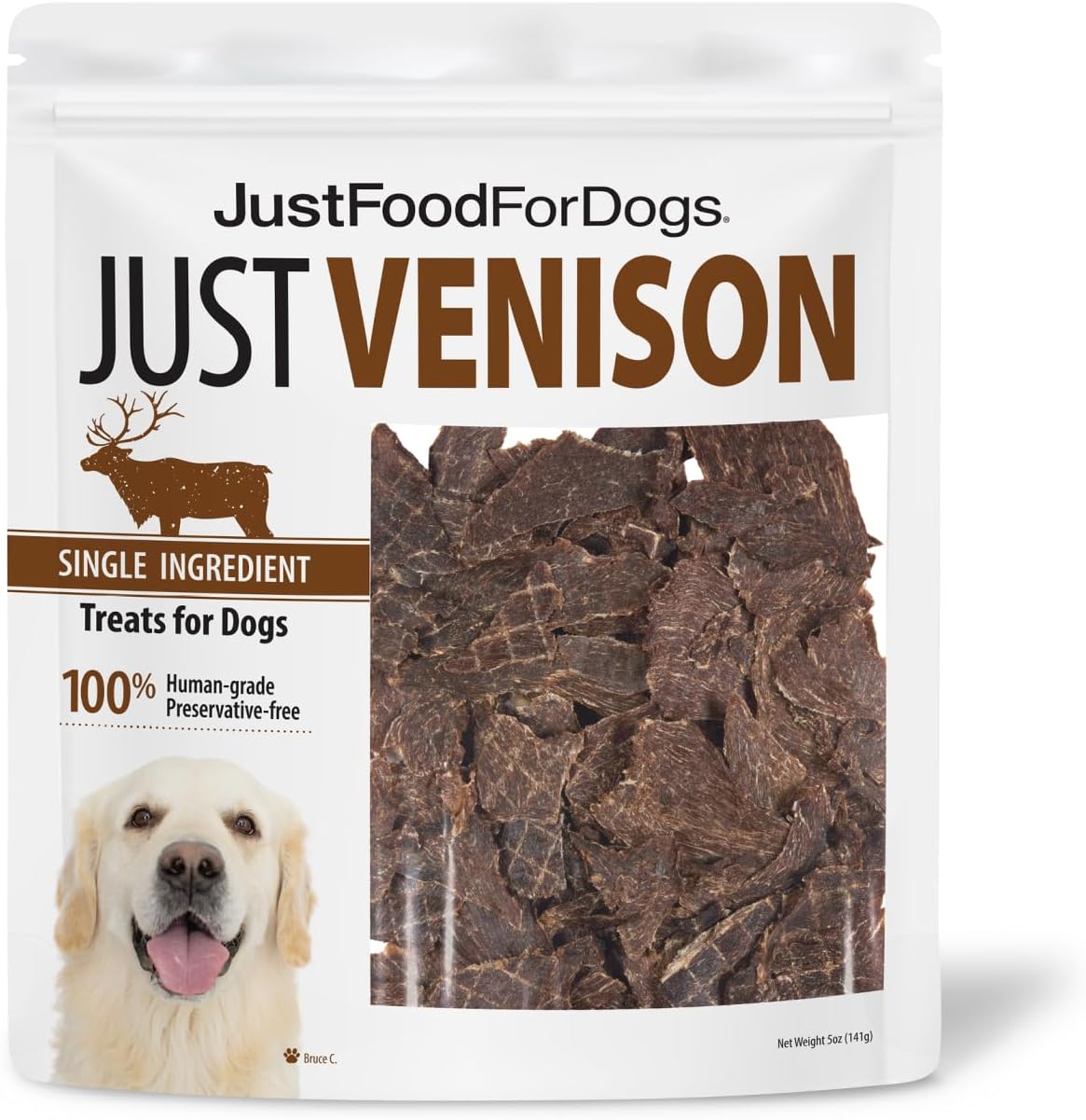 JustFoodForDogs Venison Dog Treats - Healthy Single-Ingredient Snack