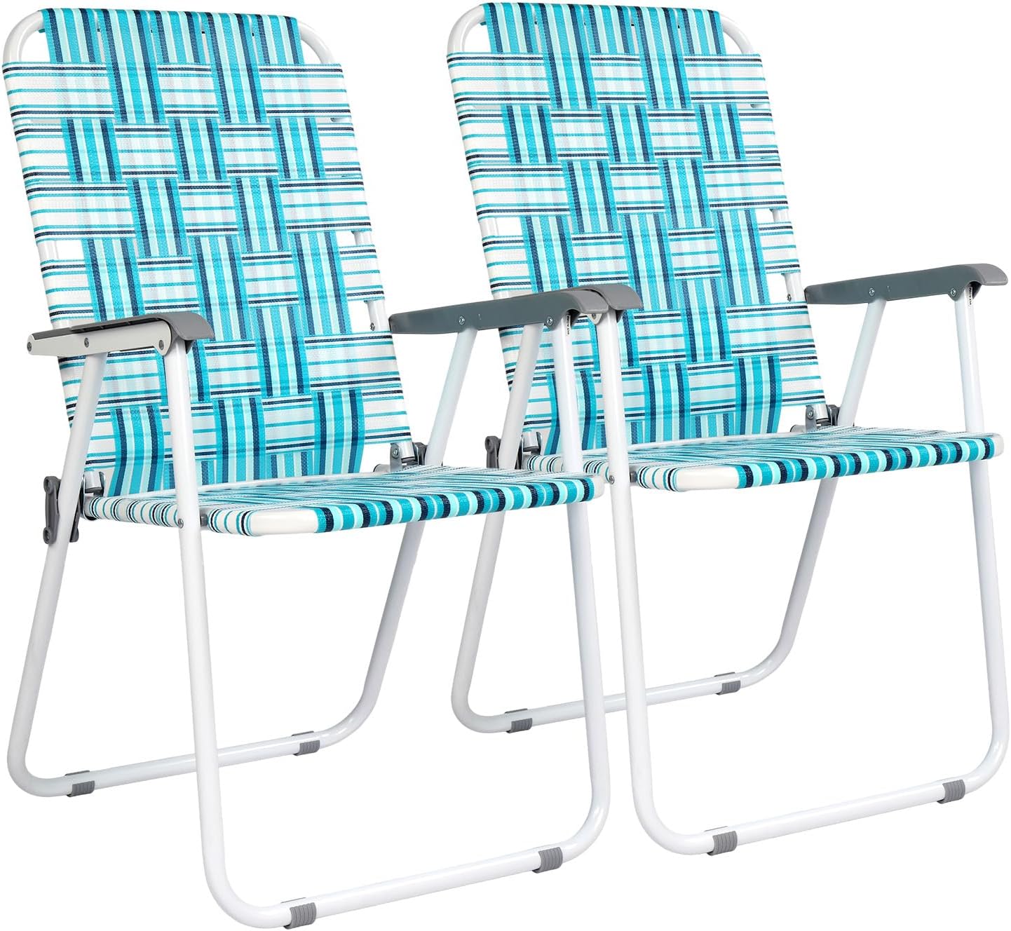 VINGLI Patio Lawn Webbed Folding Chairs Set for Outdoor Use