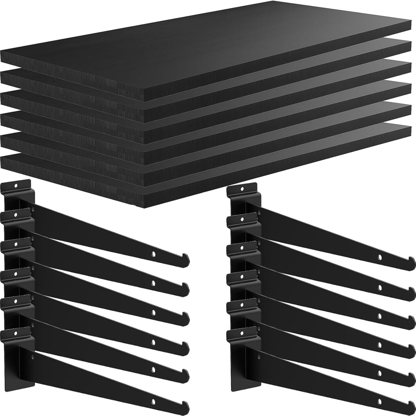 6 Pack Wooden Slatwall Shelf for Home Garage Organization