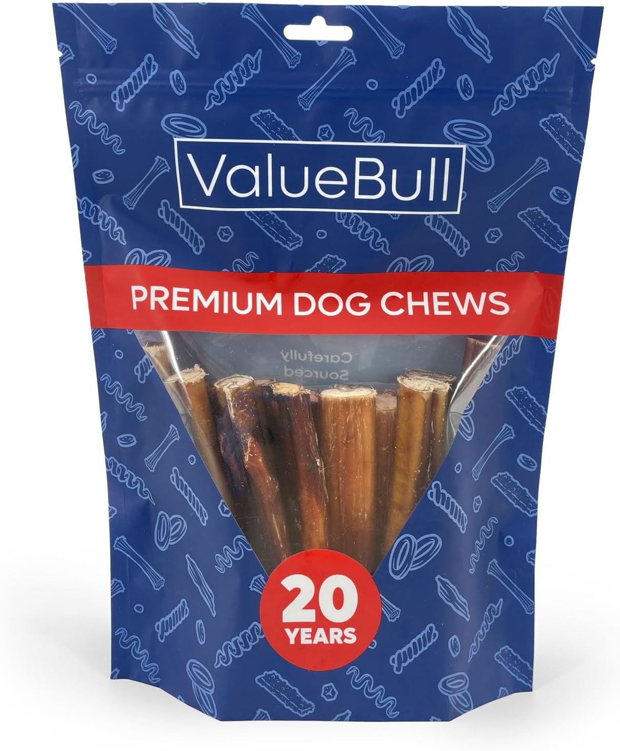 ValueBull Bully Sticks for Large Dogs - Jumbo 6 Inch Treats