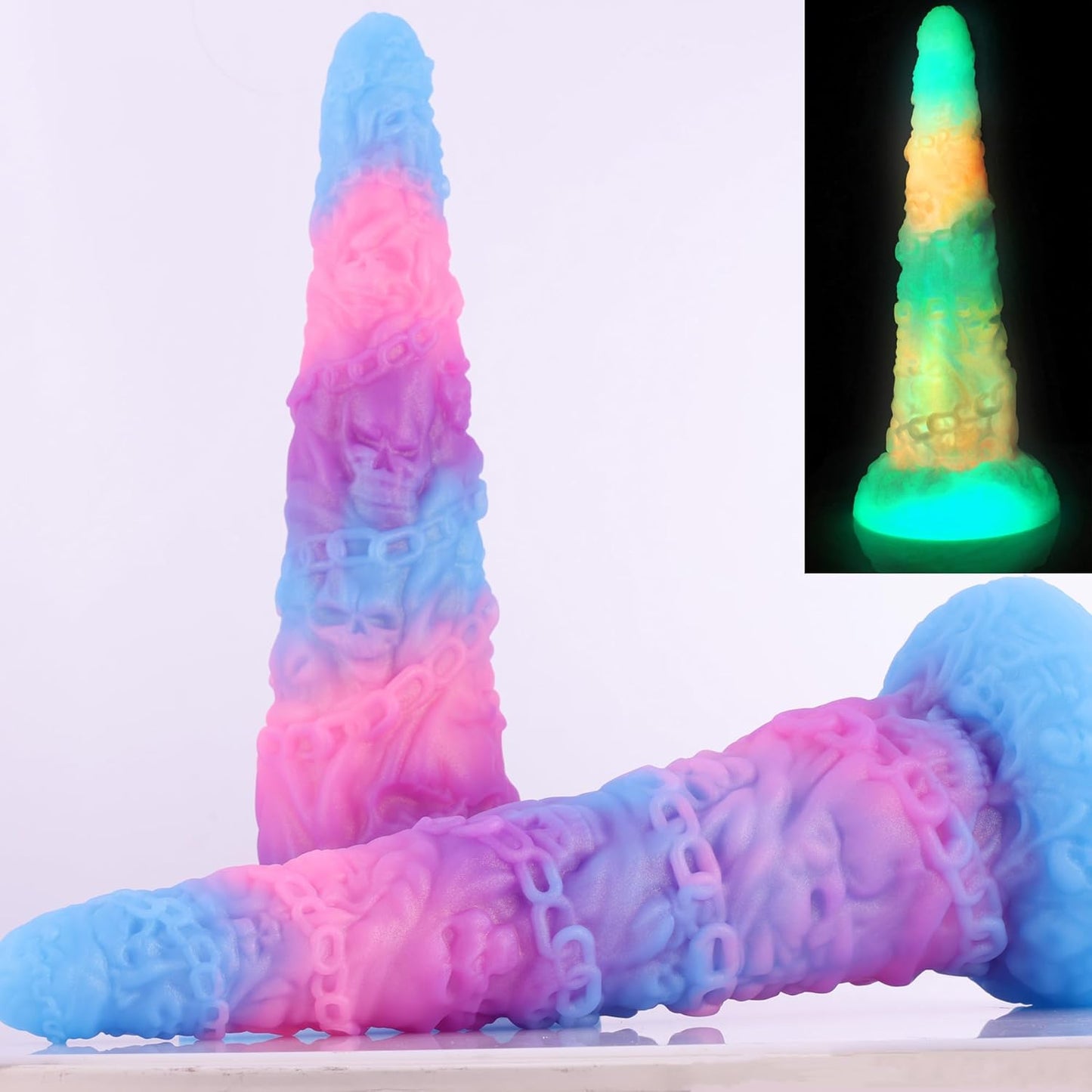 Glow-in-The-Dark Skull Fantasy Huge Dildo for Advanced Players