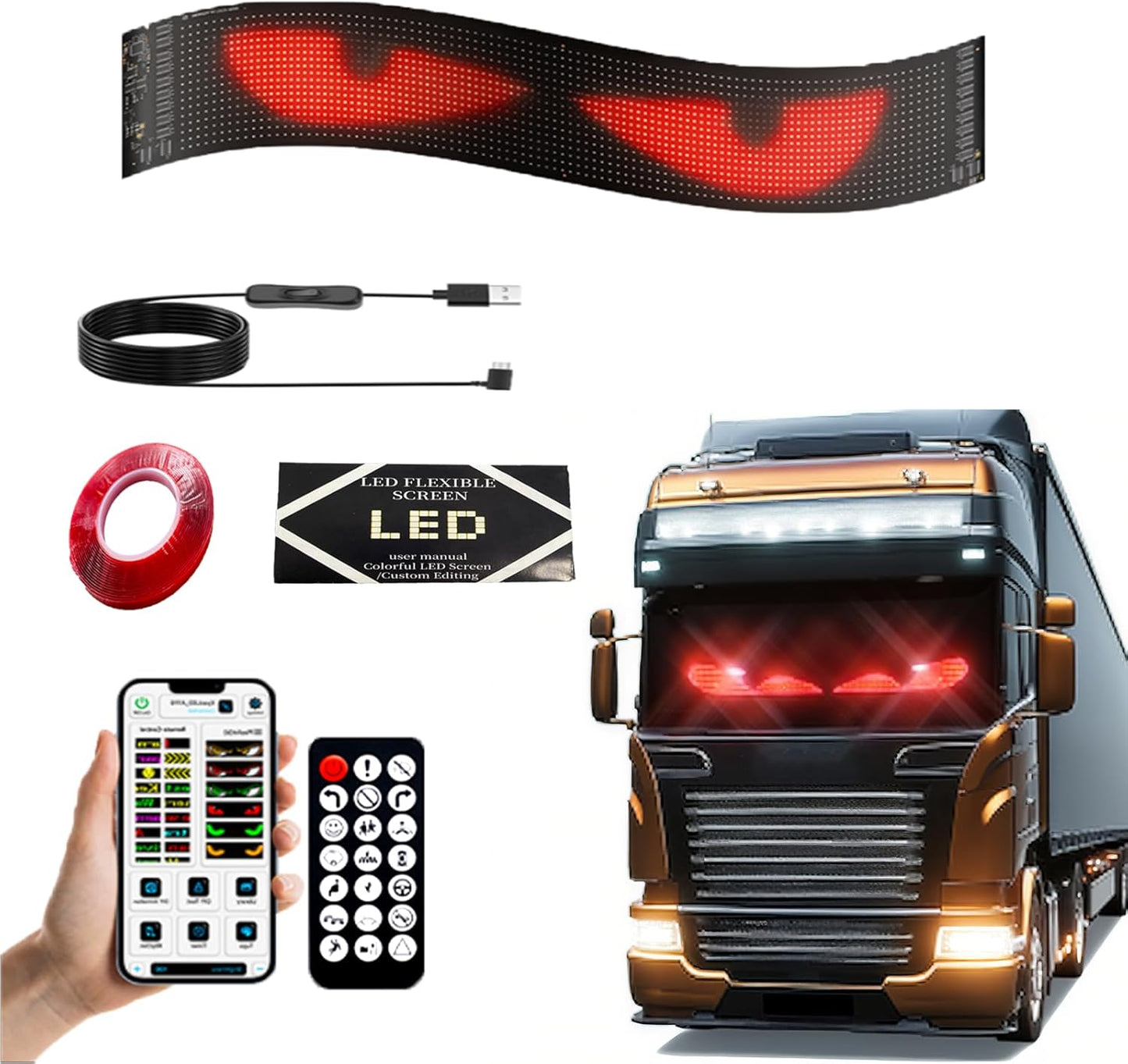 Programmable LED Devil Eyes Light Sign for Cars and Trucks