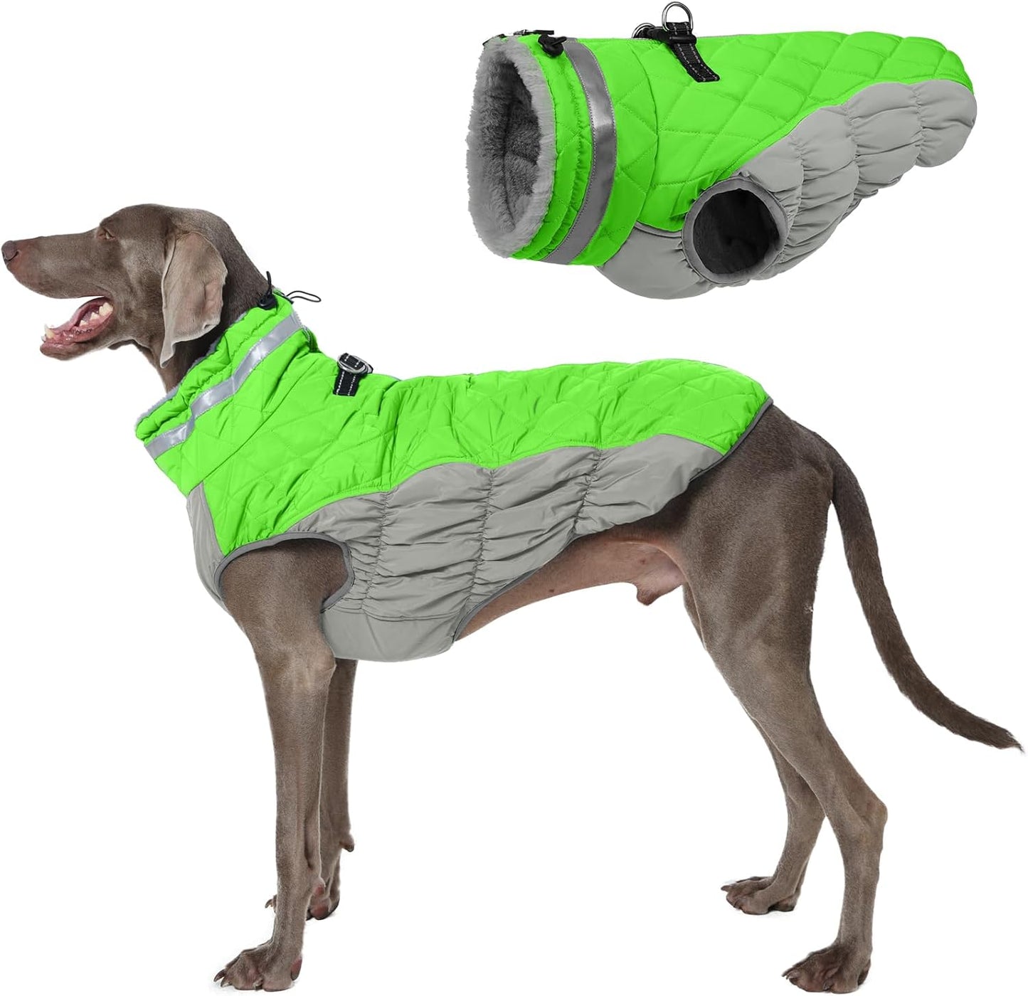 Warm Dog Coats For Large Dogs With Harness And Fleece Lining
