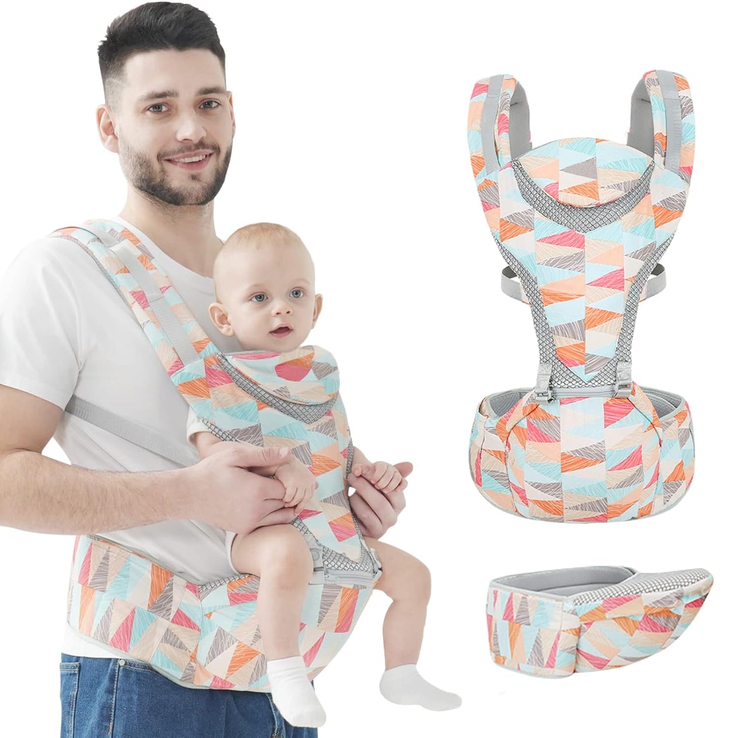 IULONEE 6-in-1 Baby Carrier - Ergonomic Hip Seat for Babies 7-45 lbs