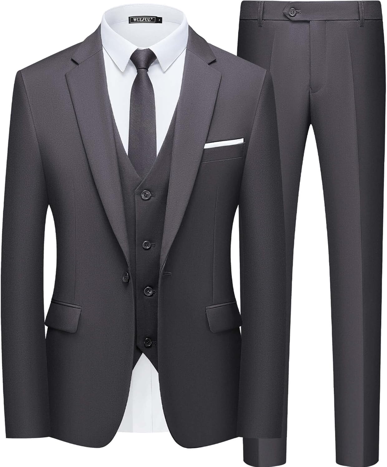 WULFUL Mens Slim Fit Suit for Weddings, Parties, and Business