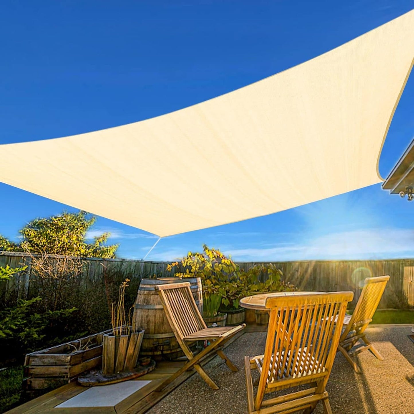 Artpuch Sun Shade Sail 12ftx16ft Cream Rectangle for Outdoor Use
