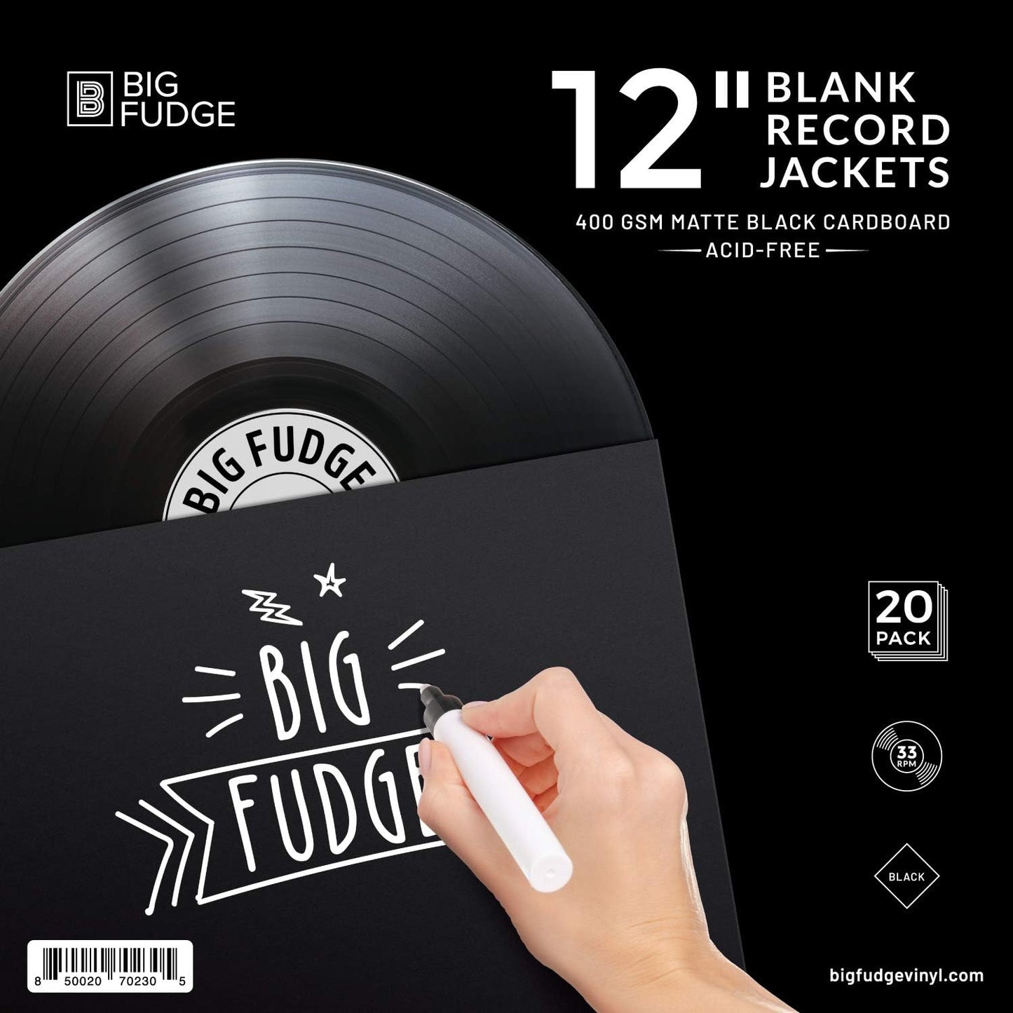 BIG FUDGE Pro Blank Album Jackets for 12 Inch Vinyl Records