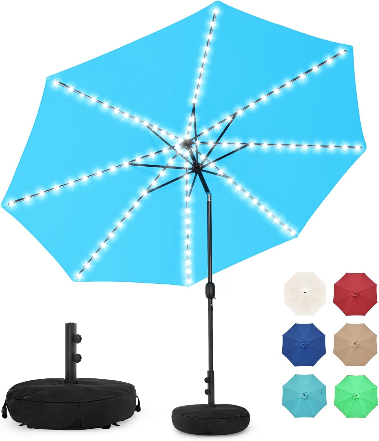 Sundale Outdoor Solar 104 LED 11 ft Patio Umbrella with Base