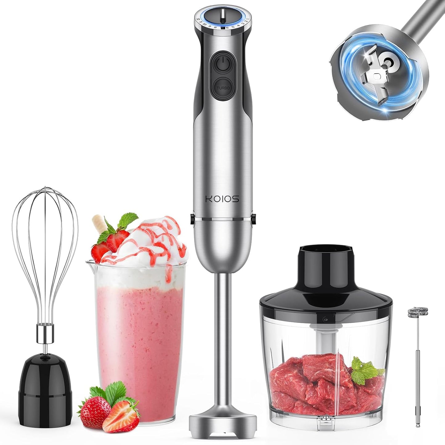 KOIOS 5-in-1 Hand Blender - Powerful Turbo Speeds