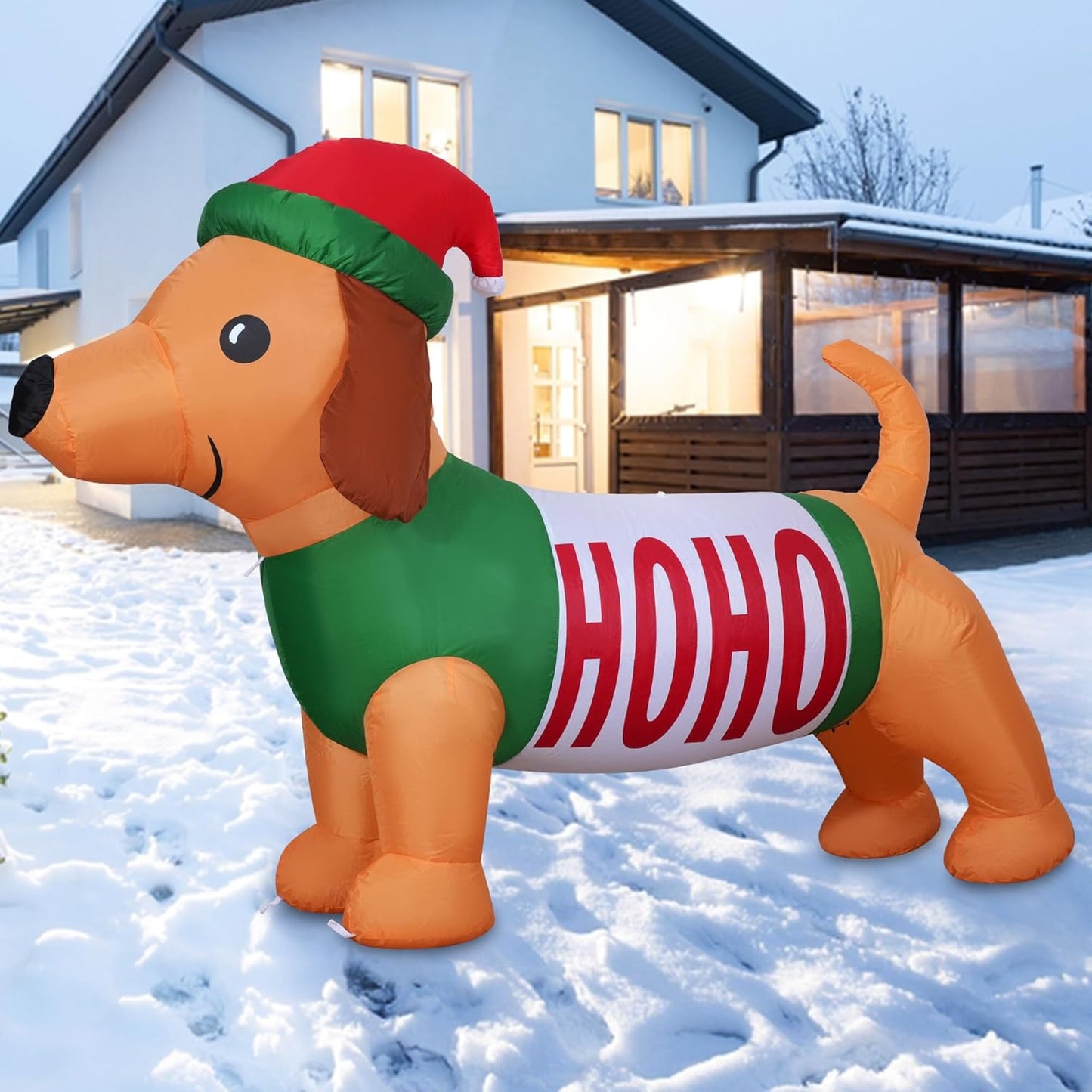 5FT Christmas Inflatables Dachshund Dog for Holiday Decor