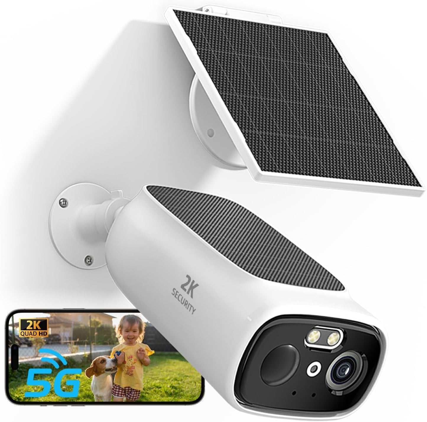 2K Solar Camera Outdoor Wireless for Home Security with Night Vision