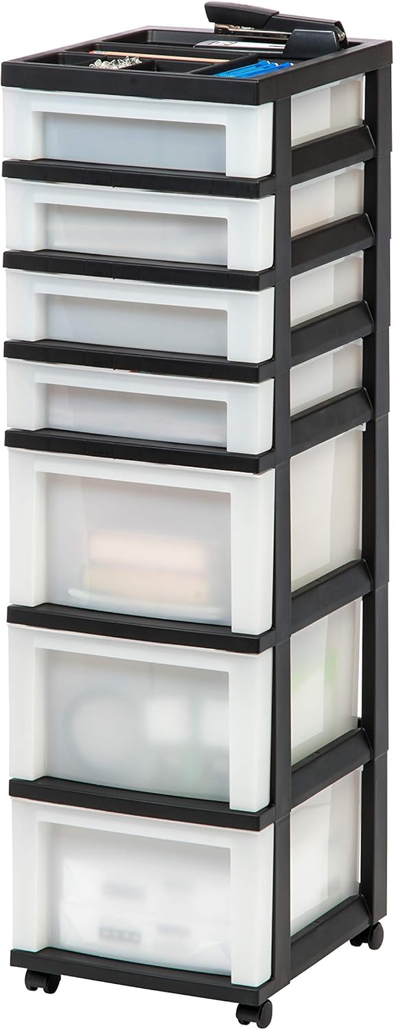 IRIS USA Plastic Drawer Storage Organizer Rolling Cart with Wheels