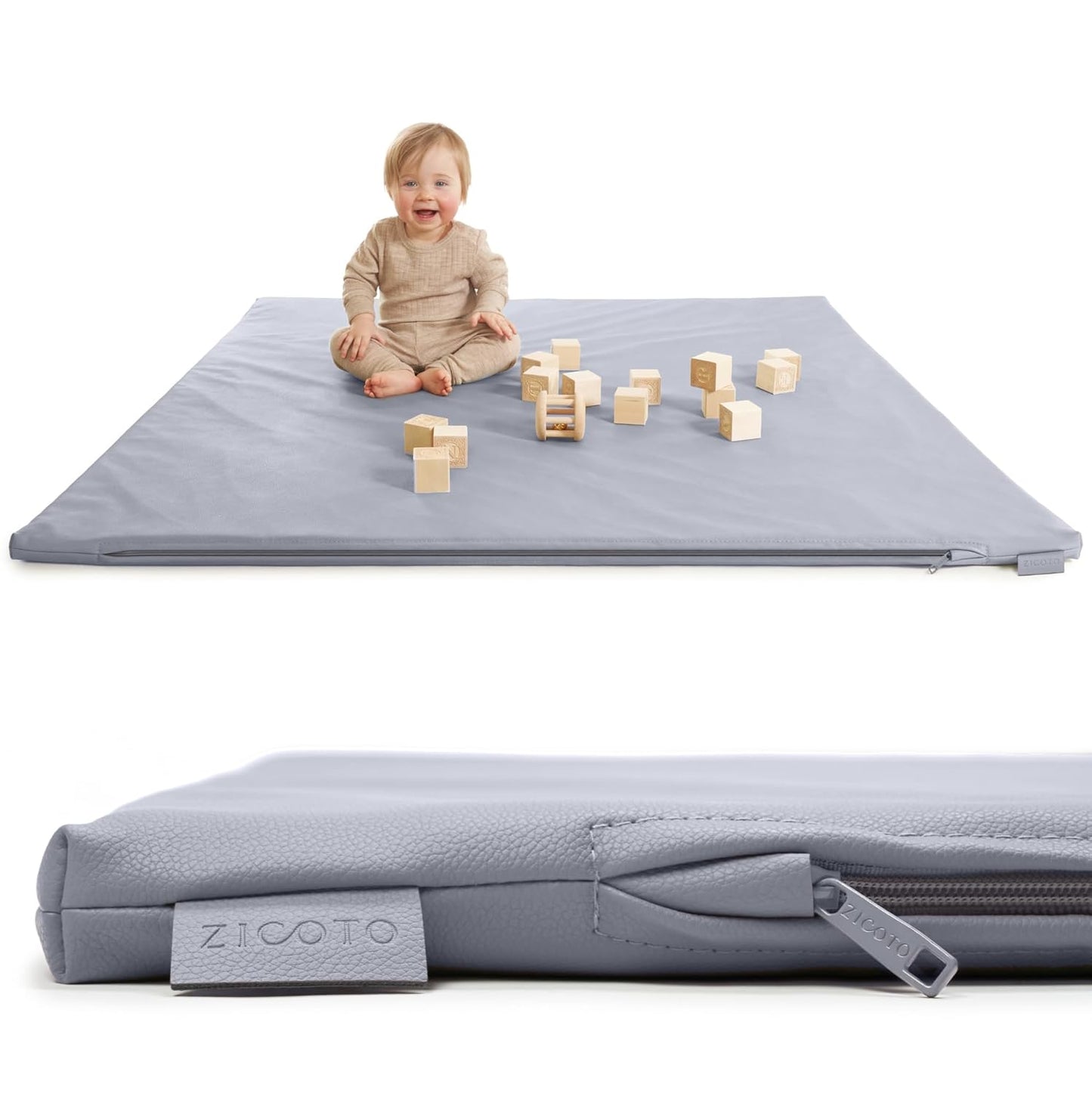 Stylish Vegan Leather Baby Play Mat for Safe Play Area