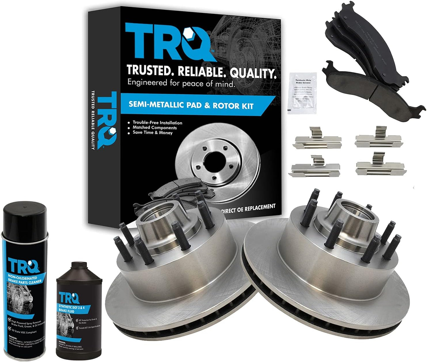 TRQ Front Brake Pad & Rotor Kit for 03-07 Ford E-250 Vehicles
