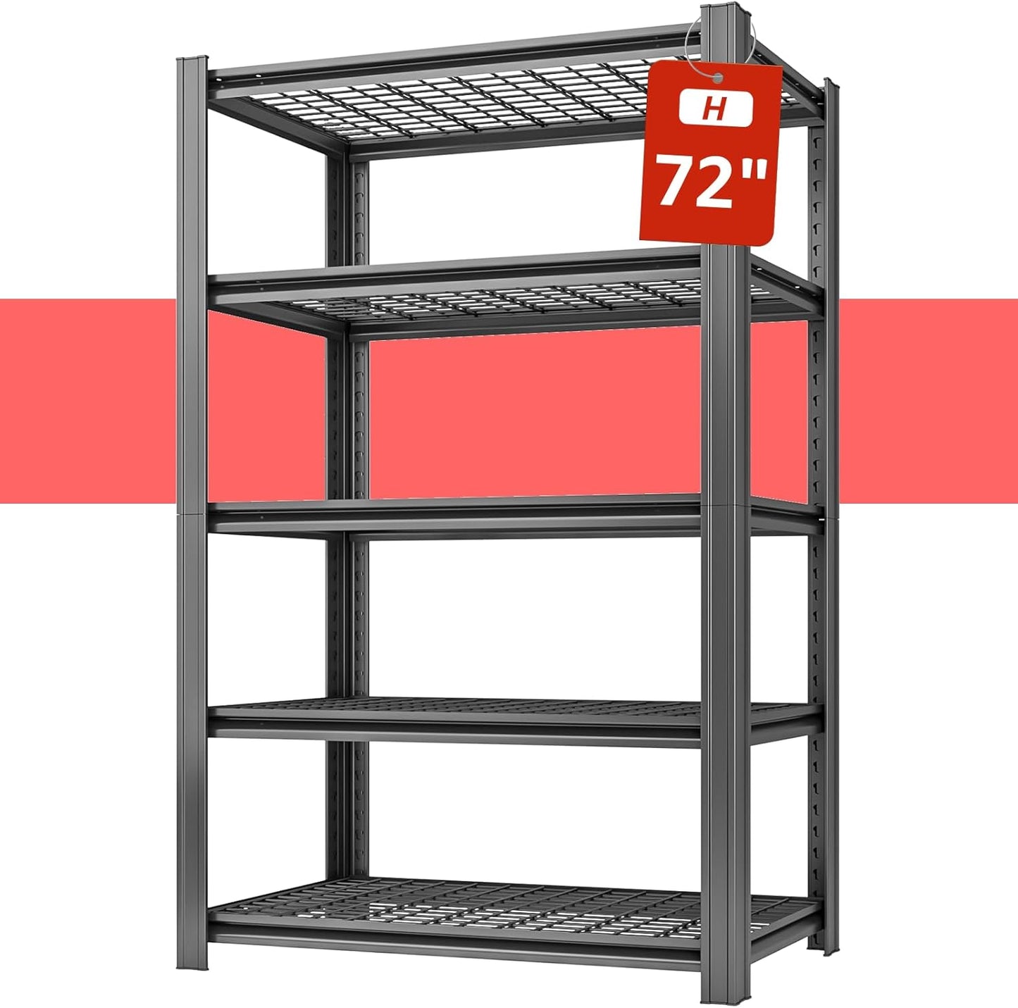 35in W Father&I 5-Shelf Heavy-Duty Metal Garage Shelves