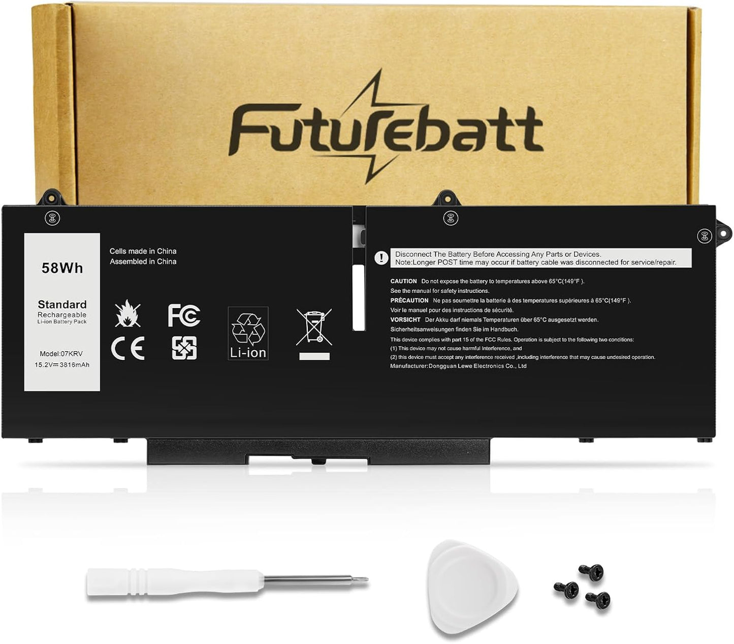 Futurebatt 07KRV Laptop Battery Replacement for Dell Models