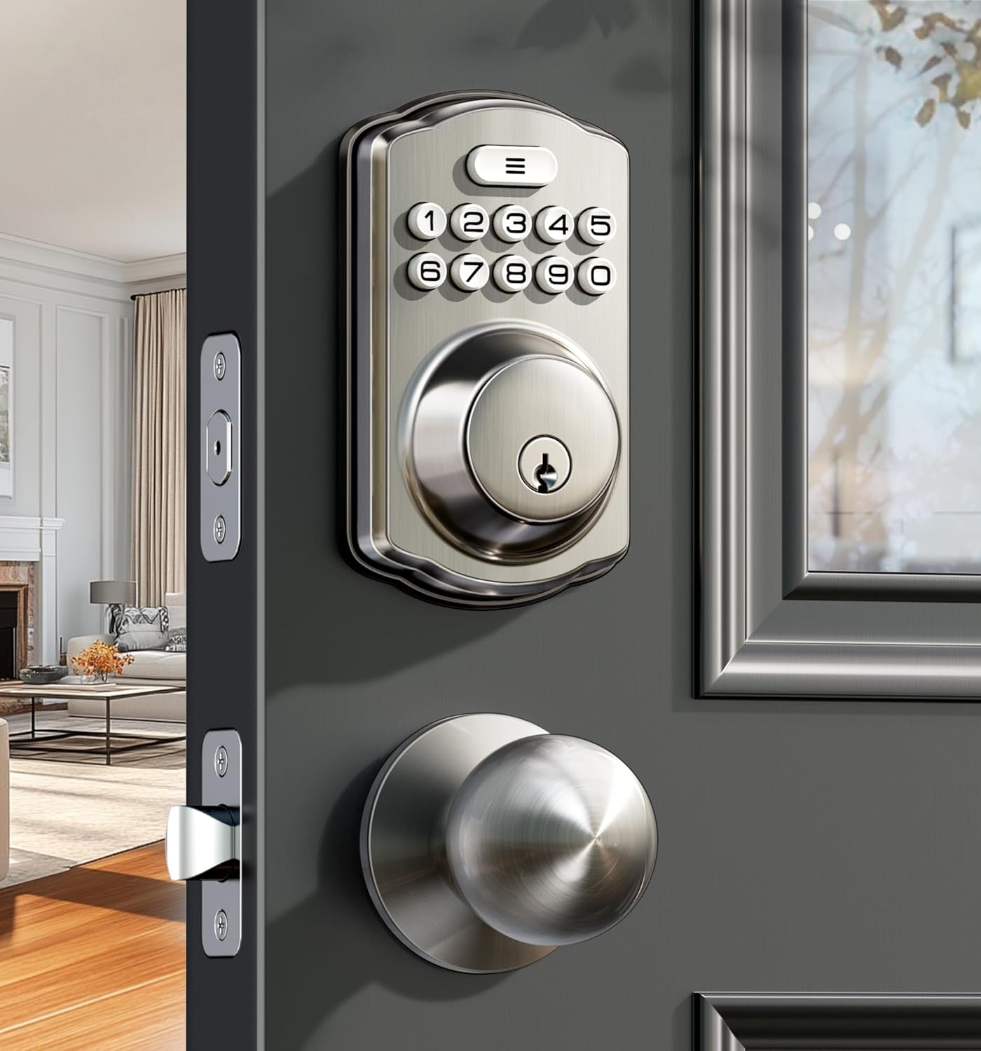 Keyless Entry Door Lock with Electronic Keypad and Knobs