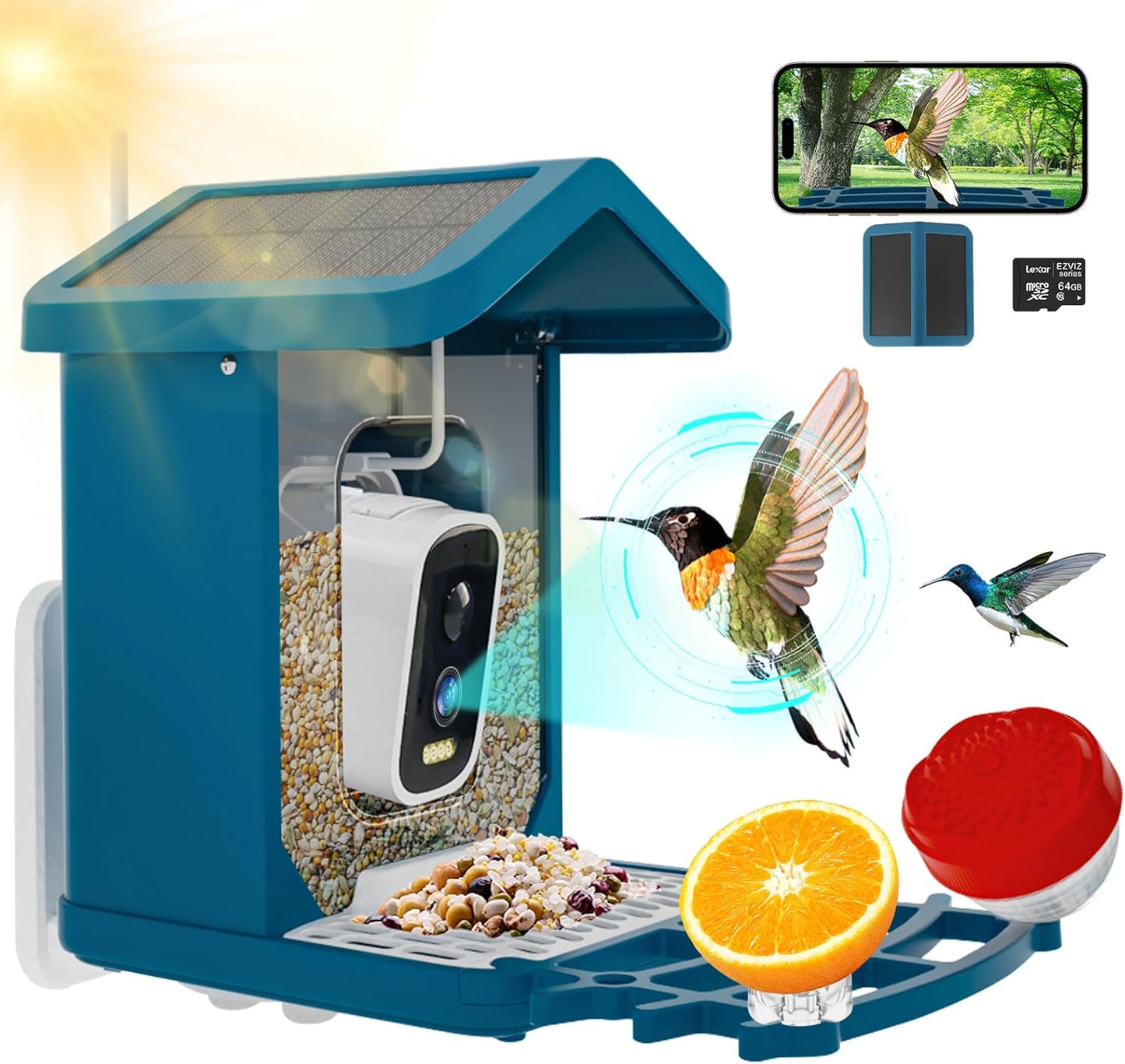 IFELISS Smart Bird Feeder: 2.5K HD Camera, Solar Roof, AI Identify